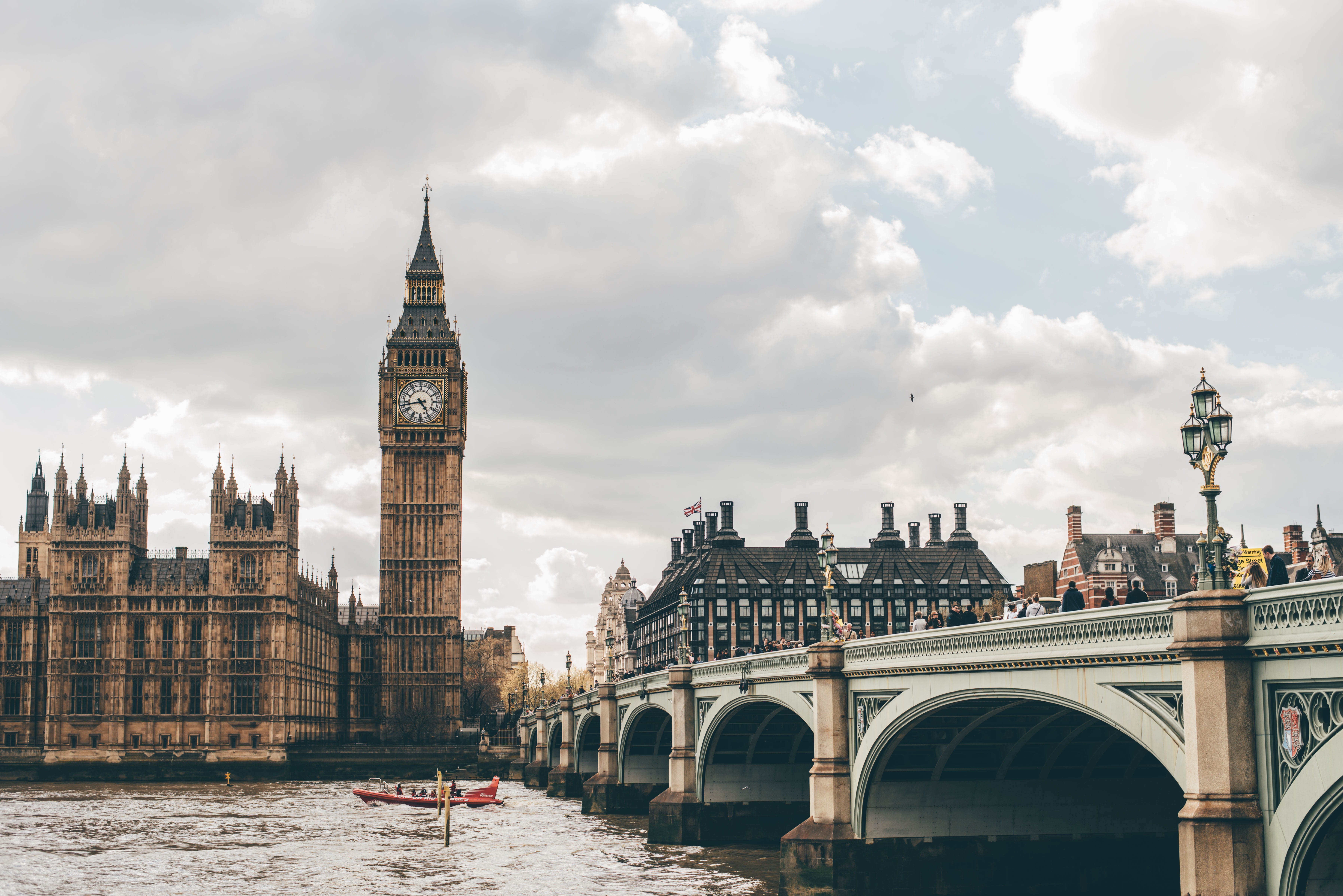 houses of parliament, architecture, connection, europe, bridge - man made structure, built structure, architectural, arch bridge, arch, sky, ben, clock, HD Wallpaper