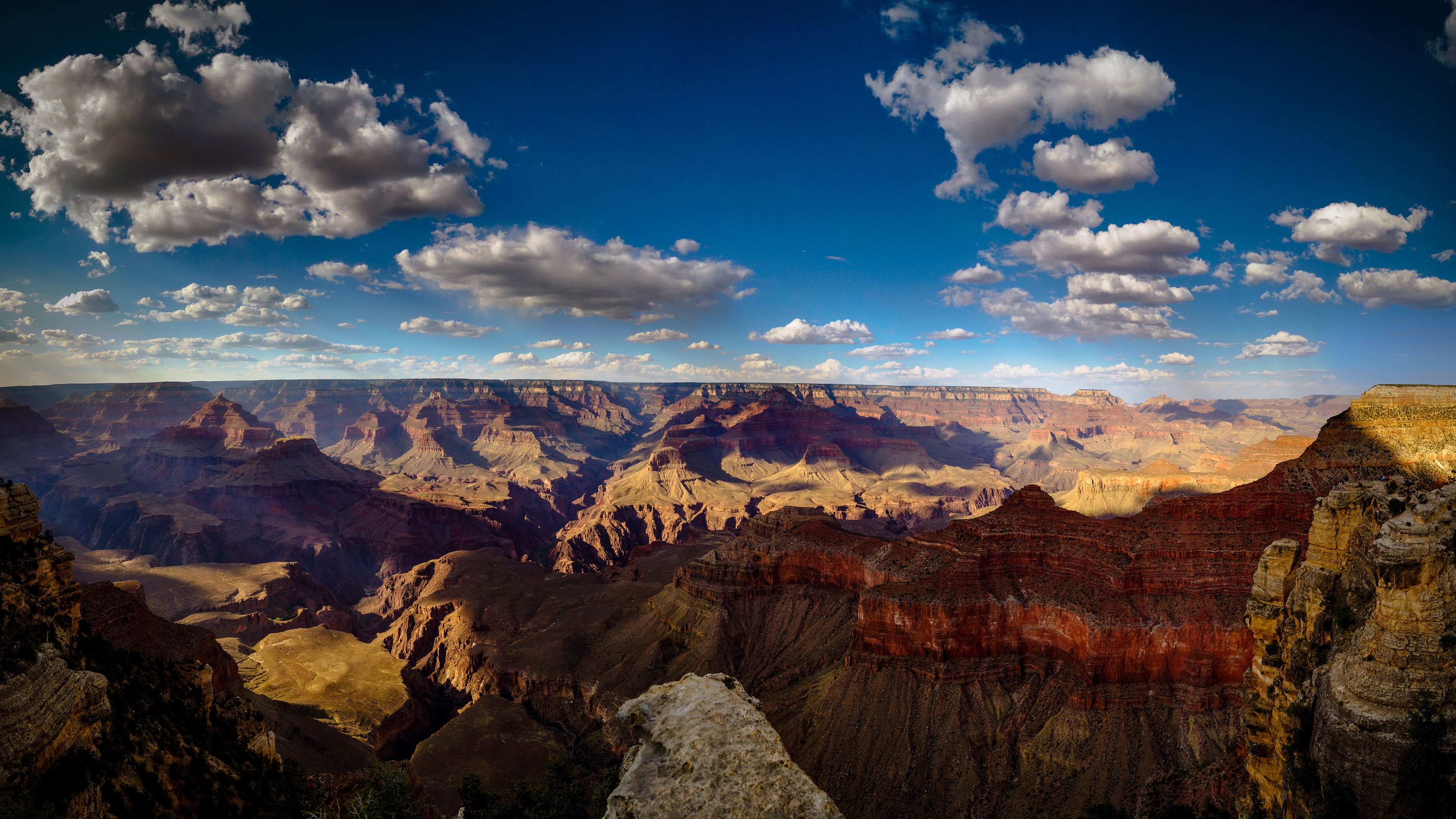 cloud - sky, tranquility, dramatic landscape, Grand Canyon, mountain, eroded, landscape, climate, environment, mountains, brown, geology, 4K, tranquil scene, HD Wallpaper
