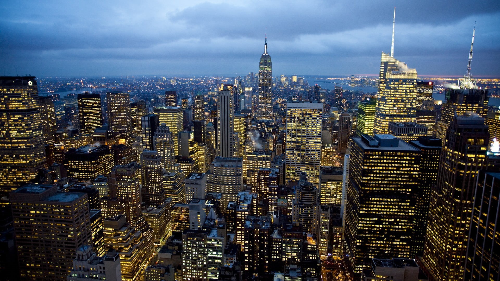 skyline, travel, tower, building exterior, financial district, night, spire, outdoors, illuminated, lights, travel destinations, sky, no people, city, office building exterior, HD Wallpaper