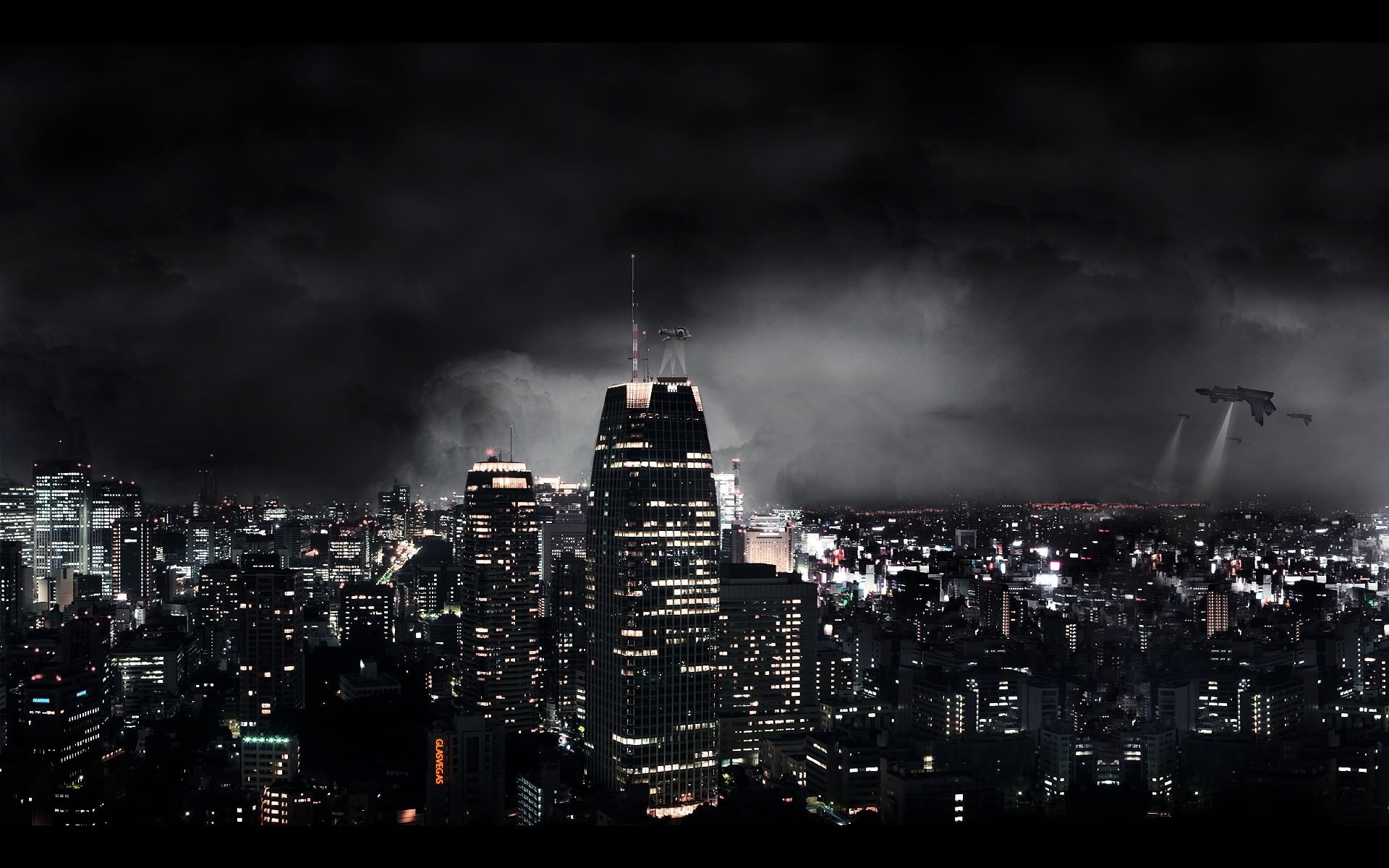 aerial View, high Angle View, fantasy, city, manhattan - New York City, urban Scene, modern, dramatic Sky, city Life, cityscape, storm, midtown Manhattan, HD Wallpaper