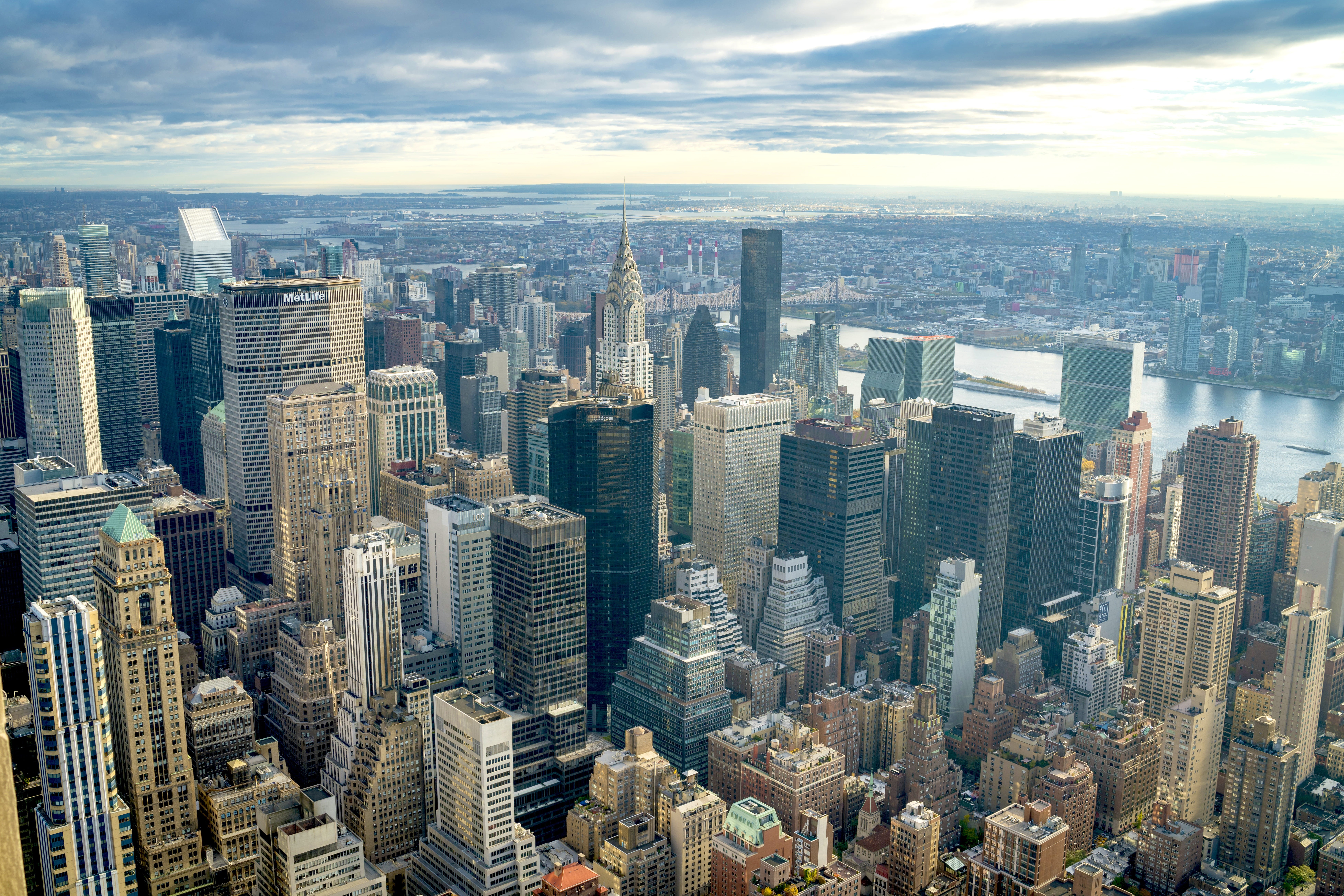 urban skyline, manhattan, aerial view, united states, crowded, building, nature, water, built structure, high angle view, tall - high, architecture, office building exterior, HD Wallpaper