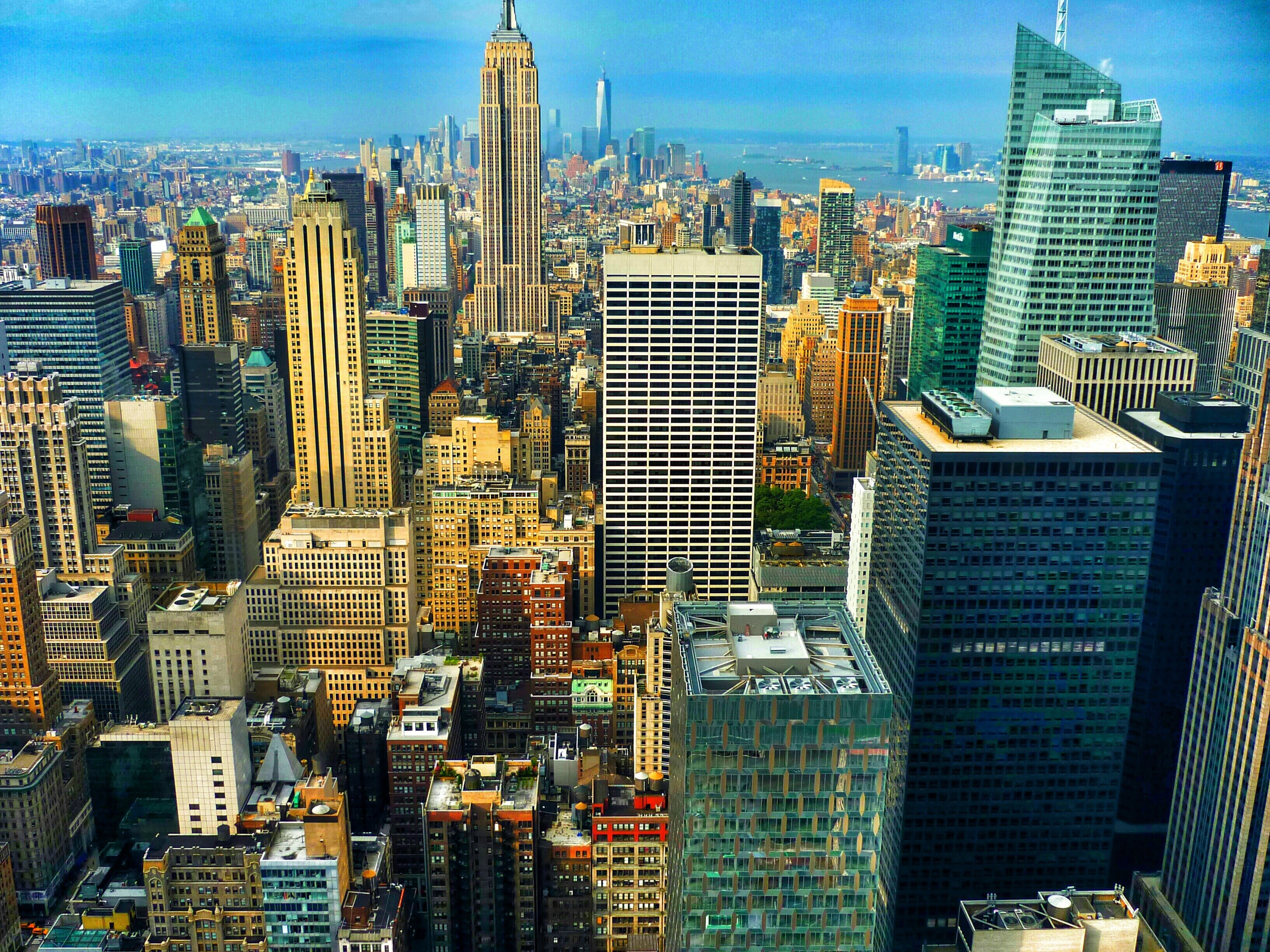 office, crowd, 2K, Empire State Building, financial district, tower, high, landscape, city, cityscape, downtown district, architecture, buildings, Manhattan, HD Wallpaper