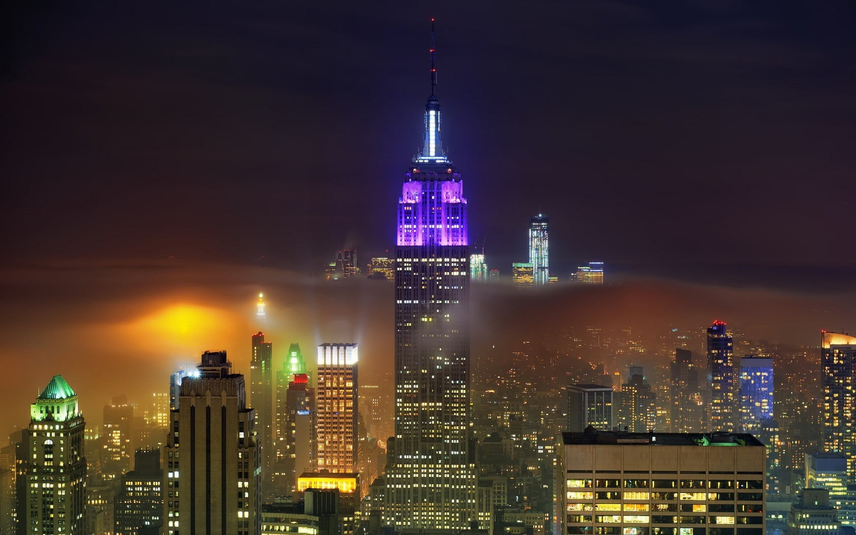 built structure, New York City, Empire State Building, skyscraper, night, architecture, black, travel destinations, residential district, illuminated, financial district, HD Wallpaper