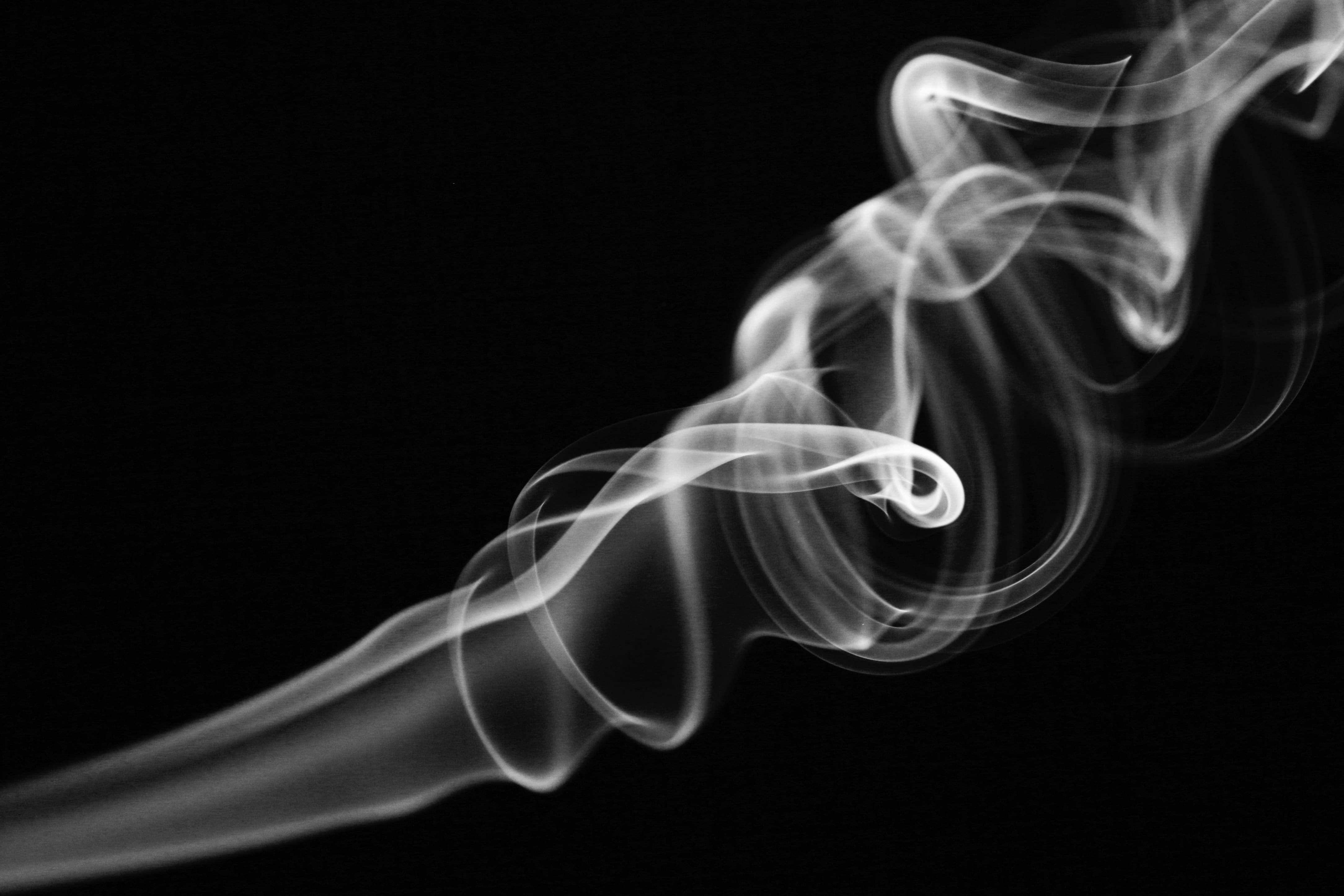 helix, blurred motion, smoke, black background, abstract, technology, shape, gray, room, curve, design, spiral, studio shot, swirl, black, 4K, HD Wallpaper