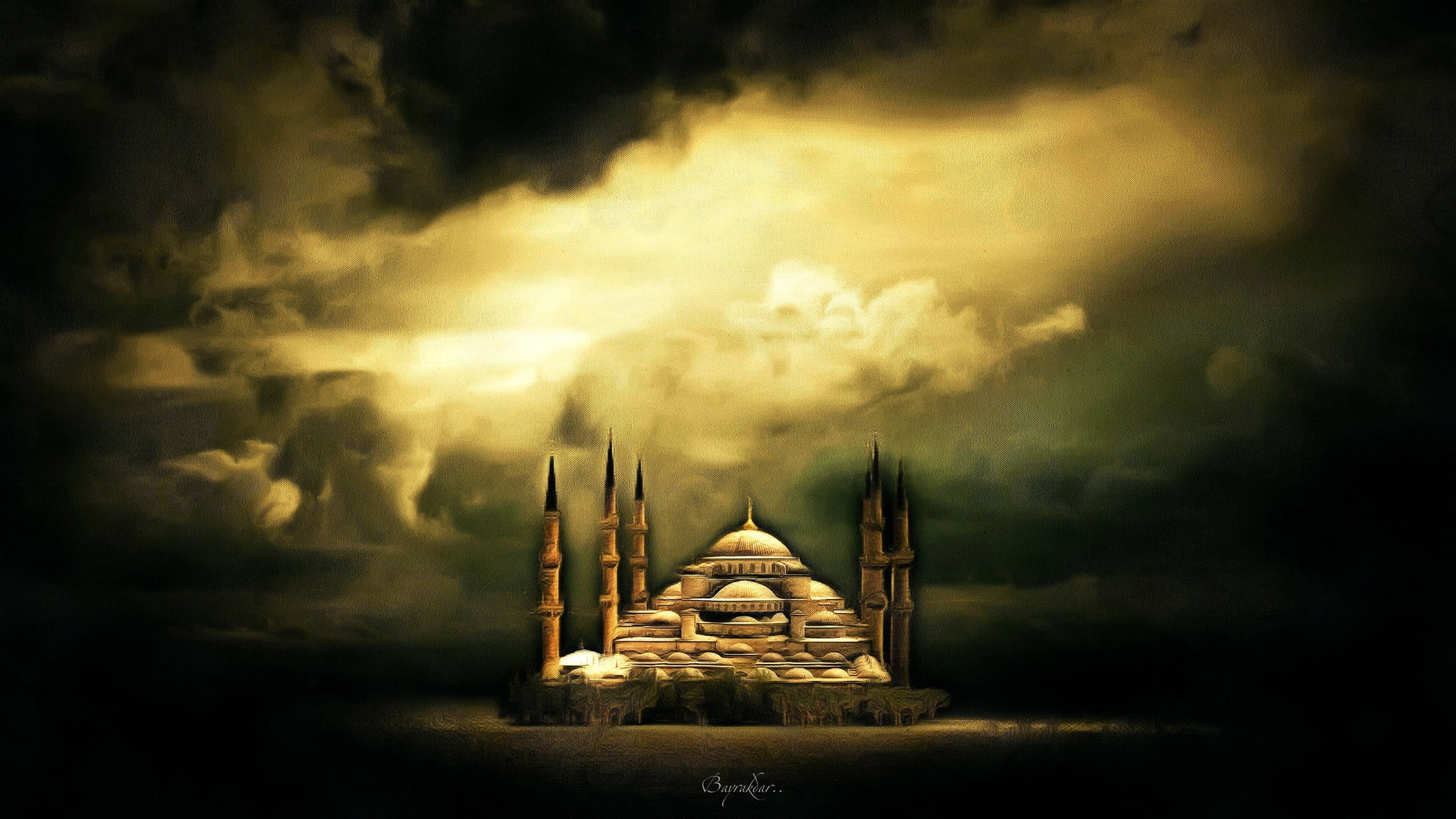 architecture, no people, cloudscape, nature, brown, storm cloud, place of worship, building, religion, storm, spirituality, Hagia Sophia, built structure, HD Wallpaper