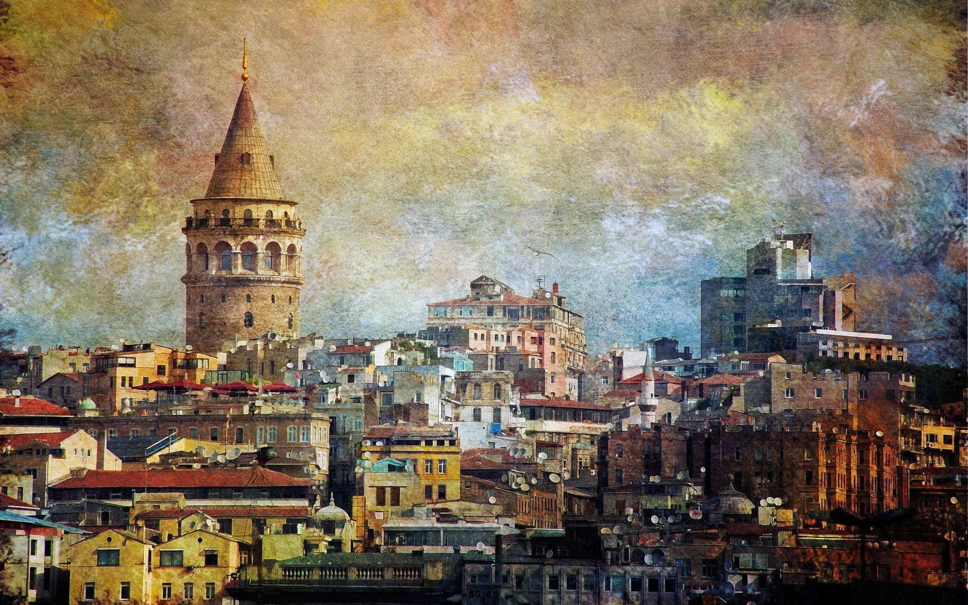 hd, kulesi, 1920x1200 px, Istanbul, Galata Kulesi, abstract, 1080P, x, Galata, textures, px, art, Turkey, HD Wallpaper