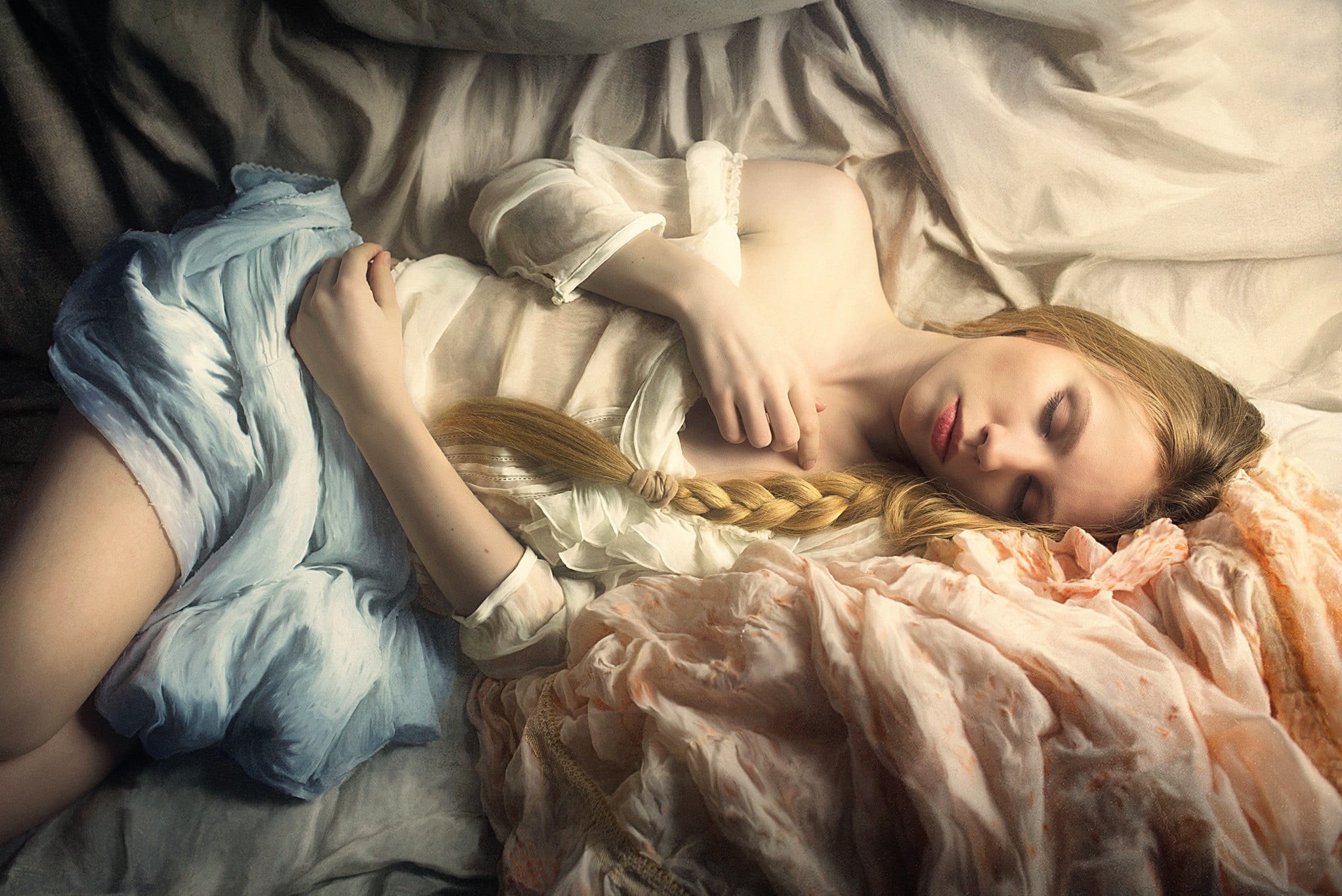 long hair, sleeping, adult, relaxation, lying down, furniture, comfortable, domestic room, eyes closed, hairstyle, young women, bedroom, cozy, hair, indoors, HD Wallpaper