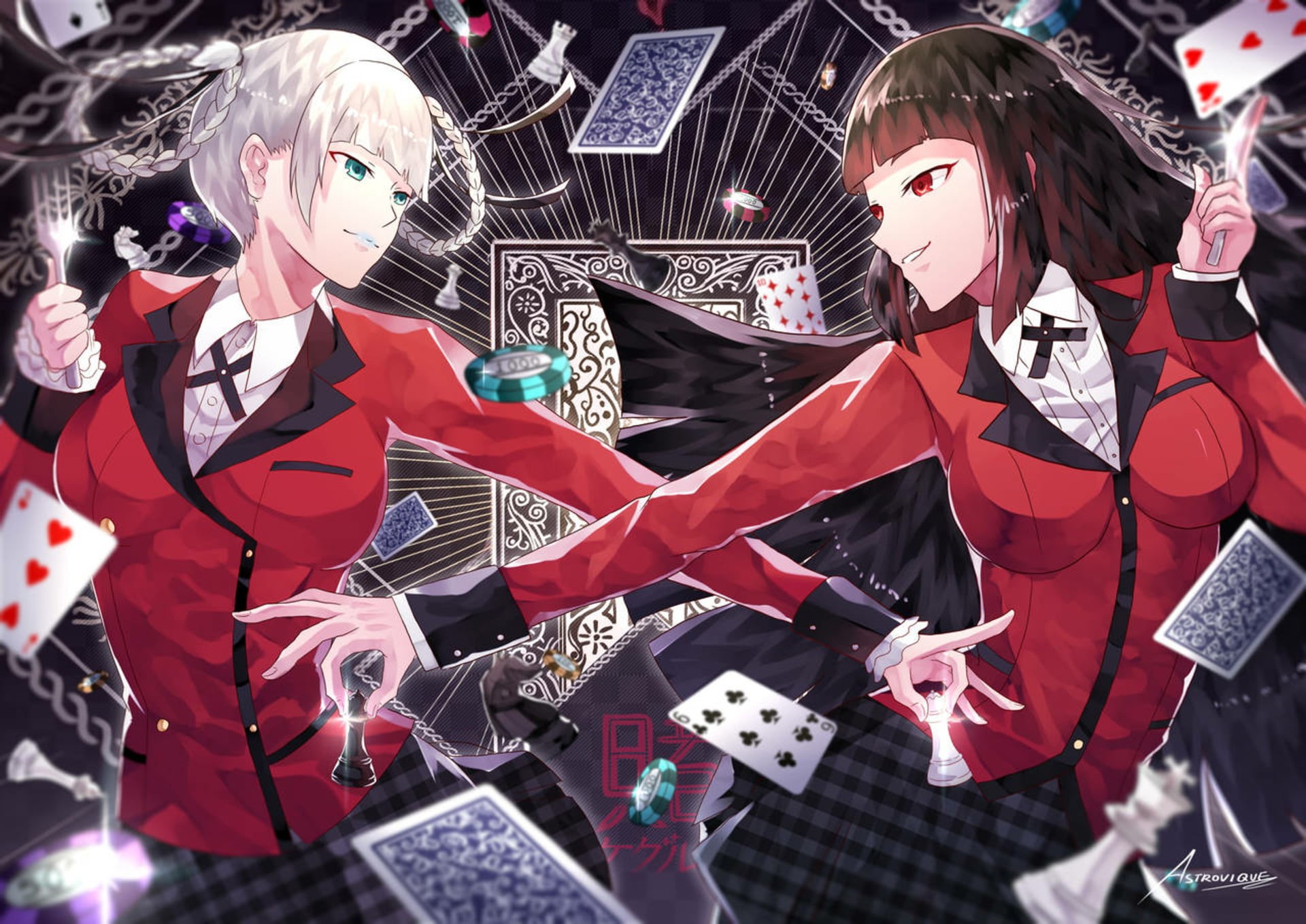 Anime, Kakegurui, 1080P, Yumeko Jabami, Kirari Momobami, HD Wallpaper