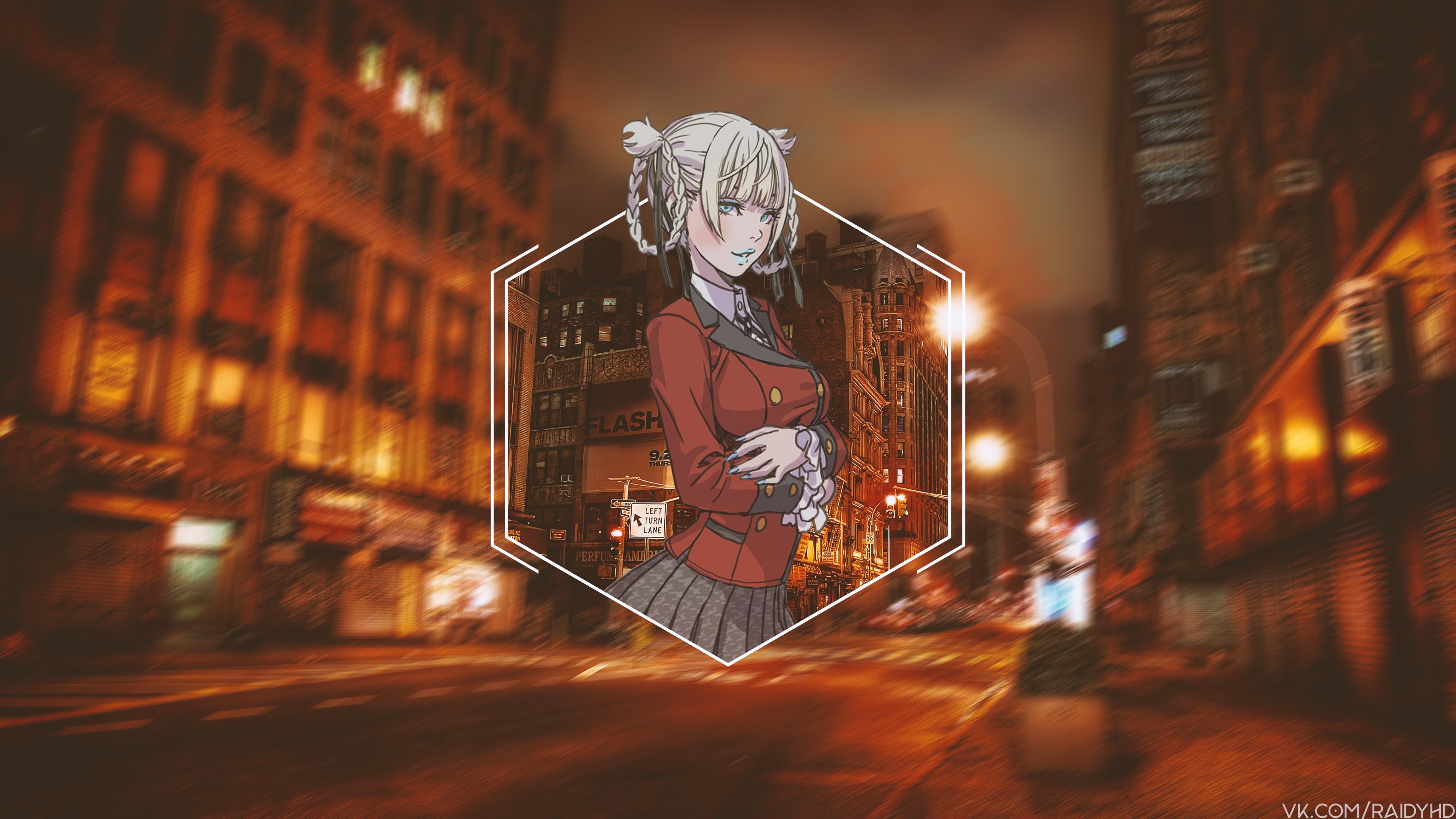 4K, anime, Kakegurui, Kirari Momobami, anime girls, picture-in-picture, HD Wallpaper