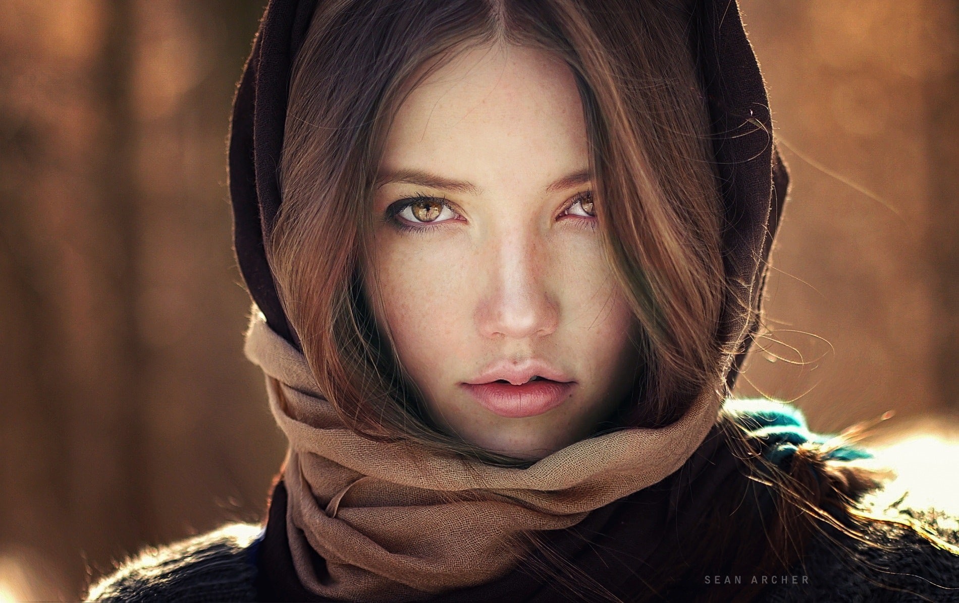 Nadya, Sean Archer, portrait, hoods, 720P, women, face, HD Wallpaper