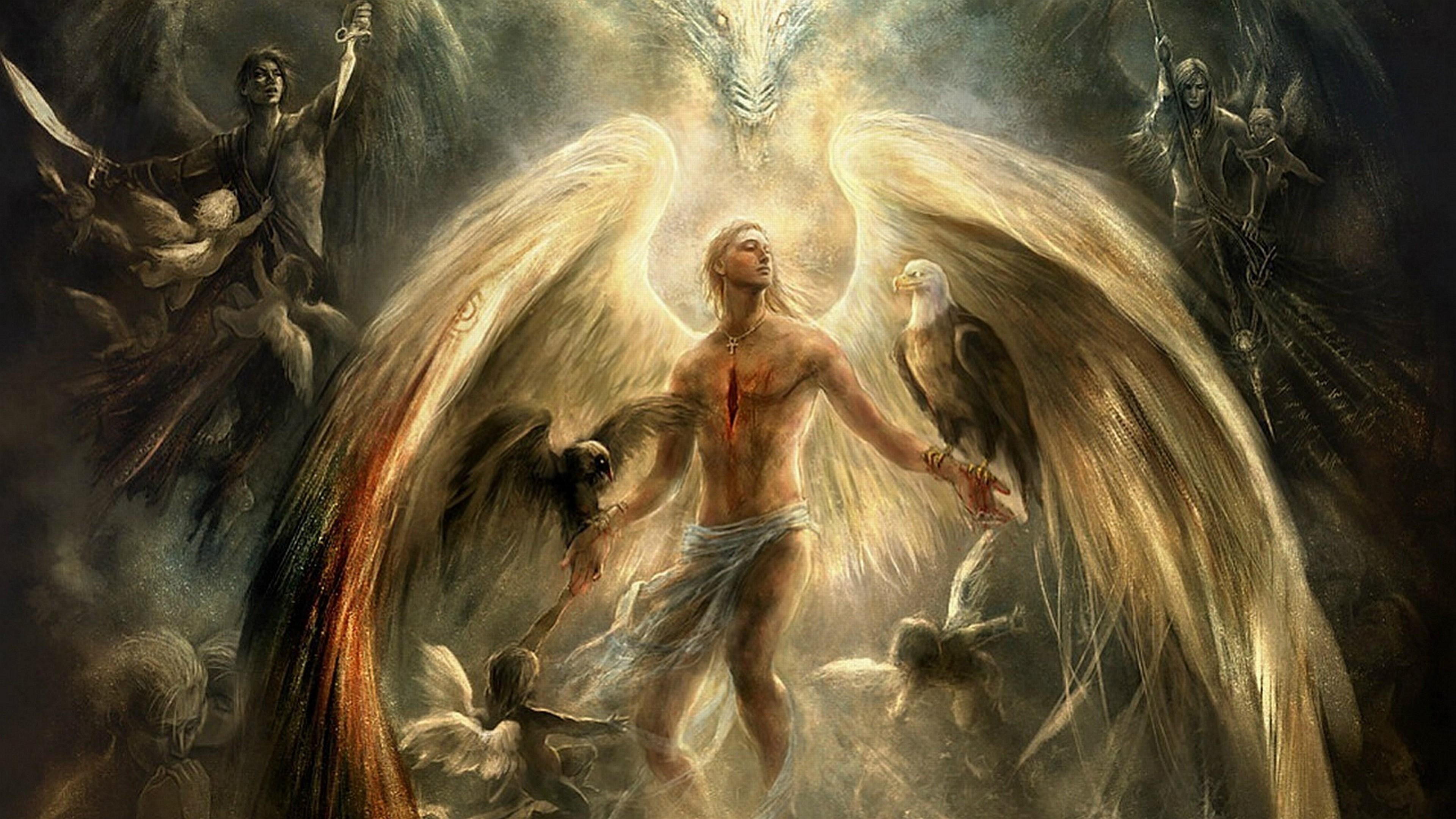 death, war, god, animals, 4K, angel, fantasy, HD Wallpaper