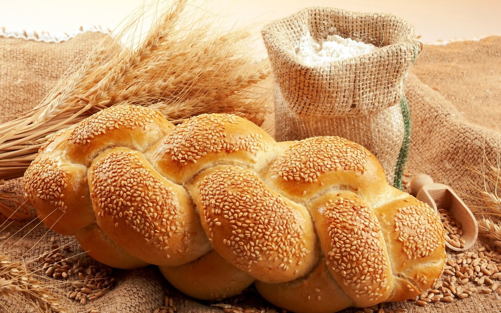 loaf, sesame, long, ears, bread, grain, 720P, bag, flour, wheat, HD Wallpaper