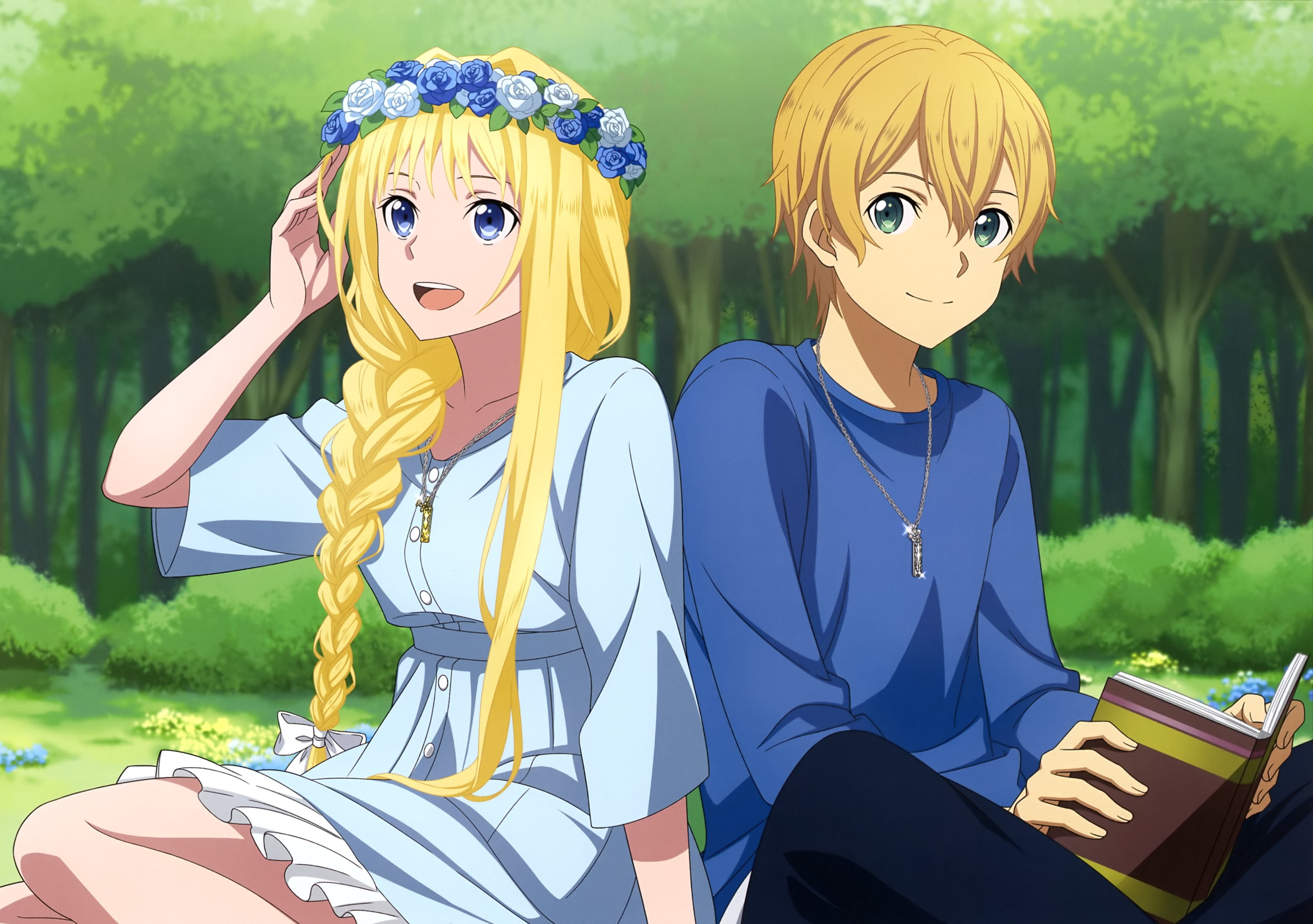Blonde, Wreath, Sword Art Online, Braid, Eugeo (Sword Art Online), Blue Eyes, Girl, 2K, Alice Zuberg, Sword Art Online: Alicization, HD Wallpaper
