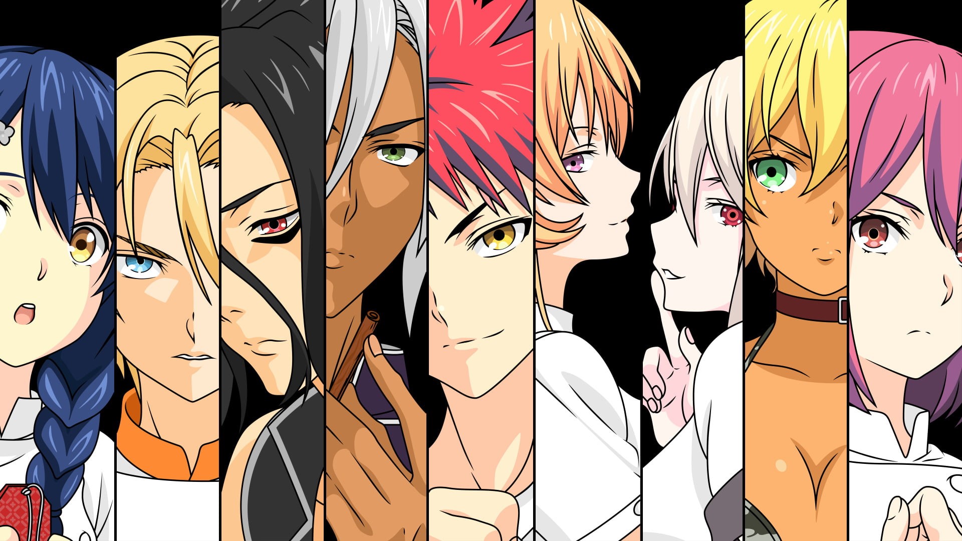 Sōma Yukihira, disguise, mural, day, choice, wall - building feature, outdoors, female, Megumi Tadokoro, sunlight, characters, representation, Food Wars: Shokugeki no Soma, HD Wallpaper