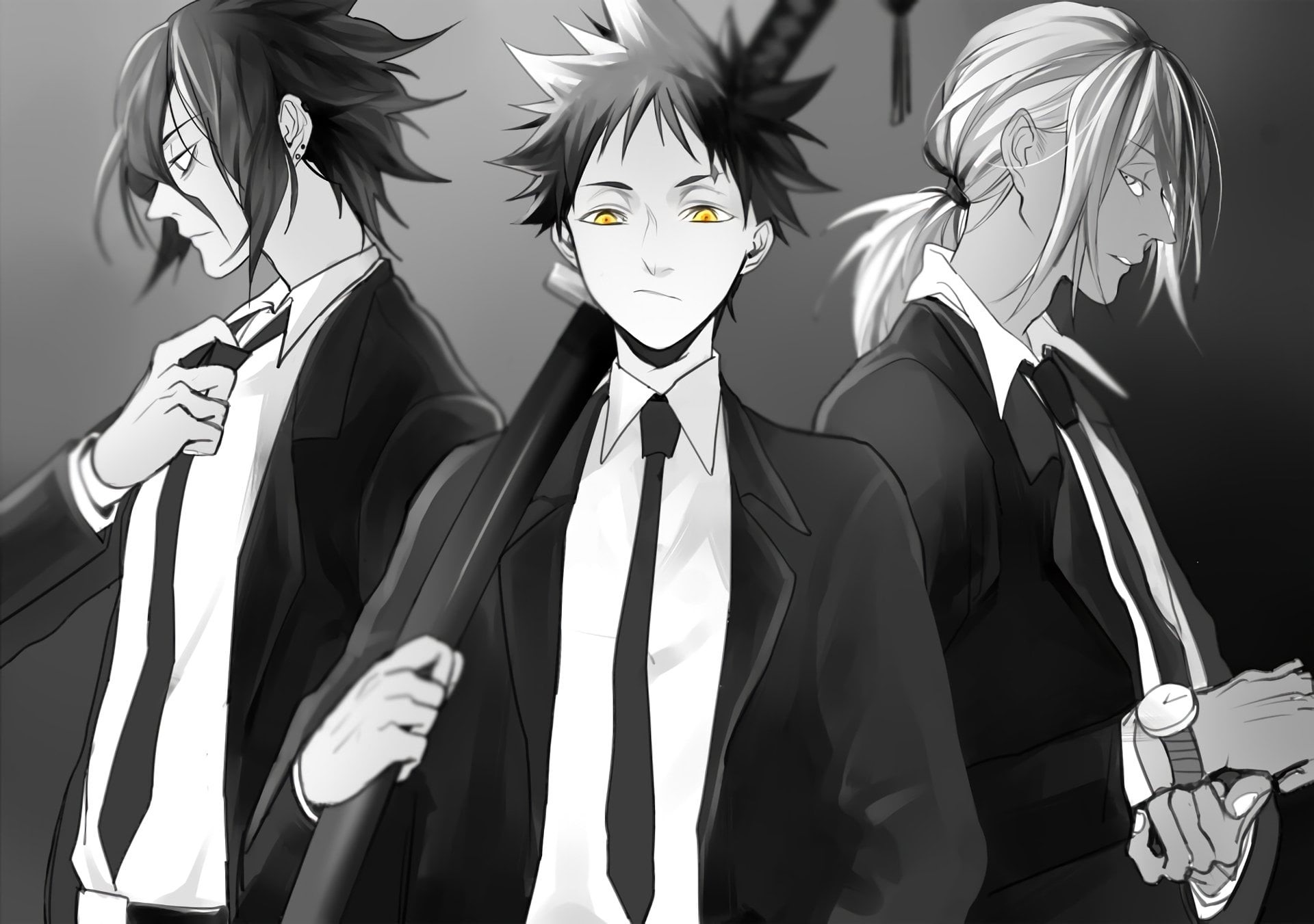 looking at camera, costume, men, 1080P, well-dressed, representation, Ryō Kurokiba, male likeness, business, art and craft, indoors, Food Wars: Shokugeki no Soma, HD Wallpaper