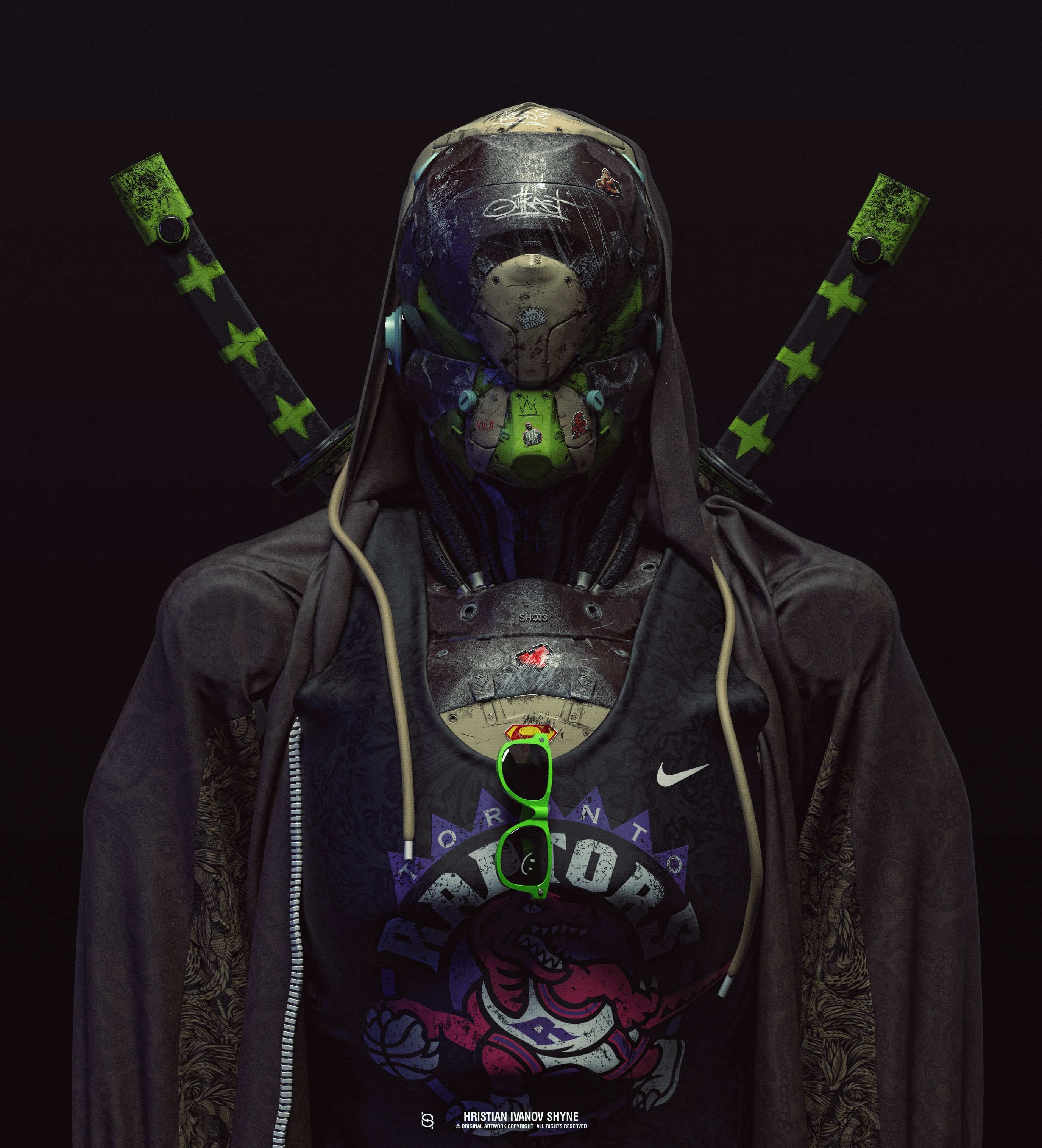 katana, adult, robot, sweatshirts, 2K, waist up, unrecognizable person, women, looking at camera, bizarre, one person, spooky, technology, portrait, indoors, Phone HD Wallpaper