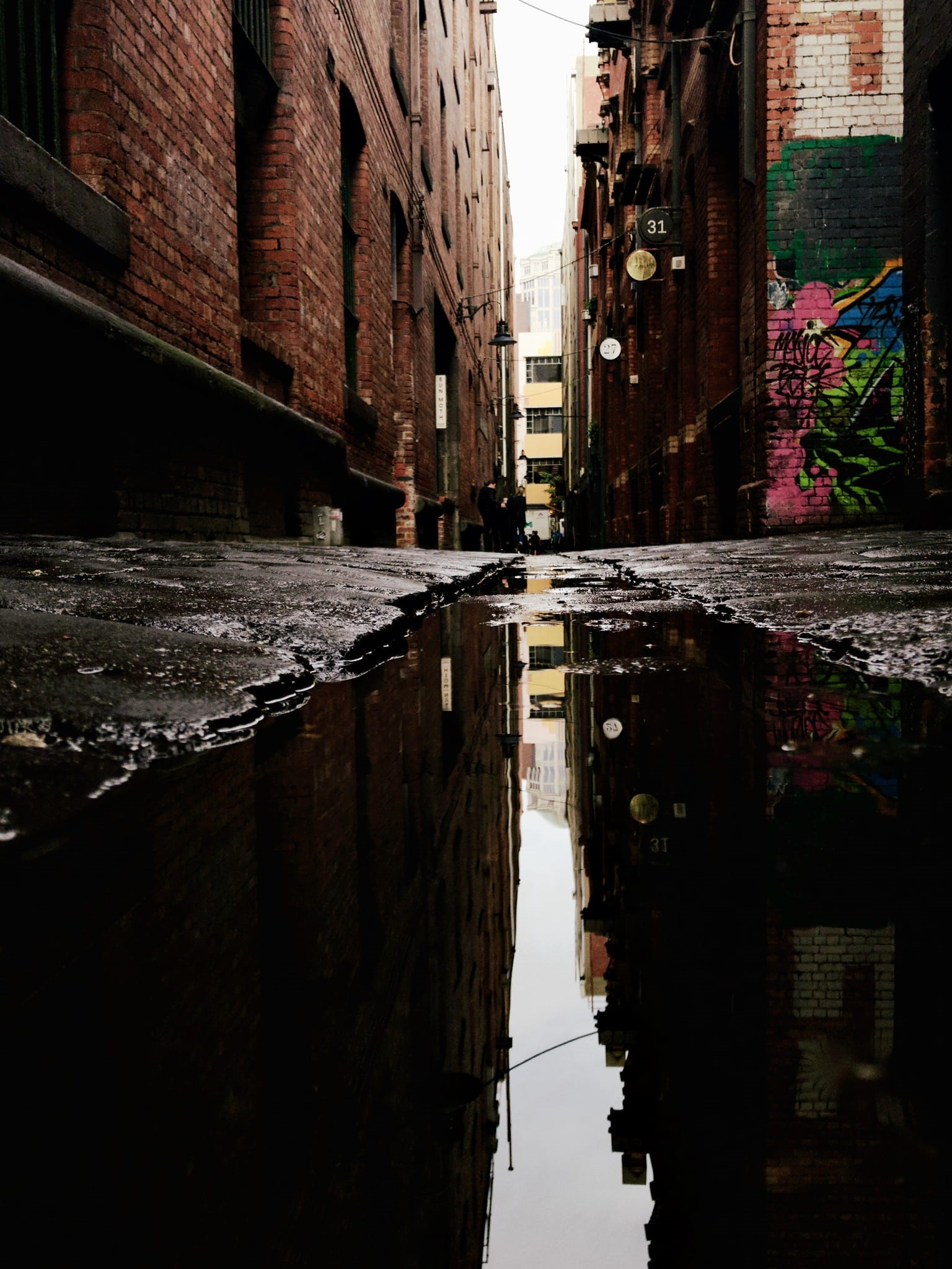 concrete, built structure, graffiti, city, 1080P, pavement, sky, no people, road, street, architecture, symmetry, building, waterfront, water, day, alleyway, Phone HD Wallpaper