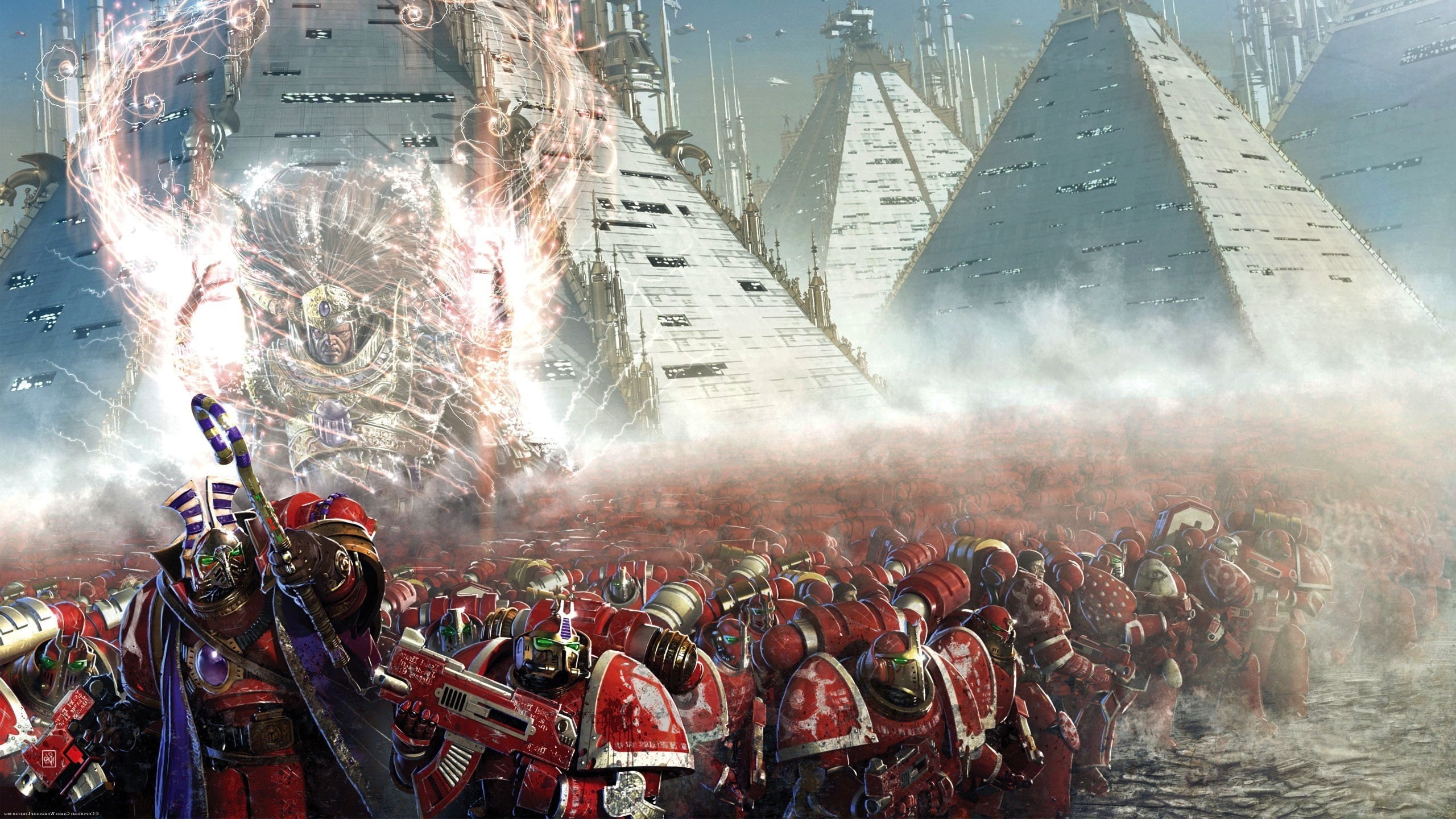 WH40K, 2560x1440 px, Psyker, Futuristic, Scarab Occult, digital art, Magnus the Red, Warhammer 40, Prospero, science fiction, Space Marines, The Thousand Sons, HD Wallpaper