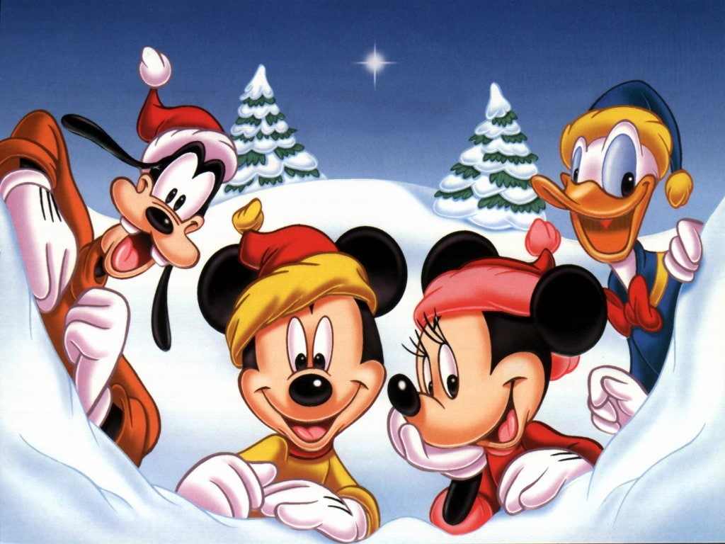 480P, Donald Duck, Minnie Mouse, Goofey, mickey mouse, snow, donald, duck, art, disney, abstract, hd, HD Wallpaper
