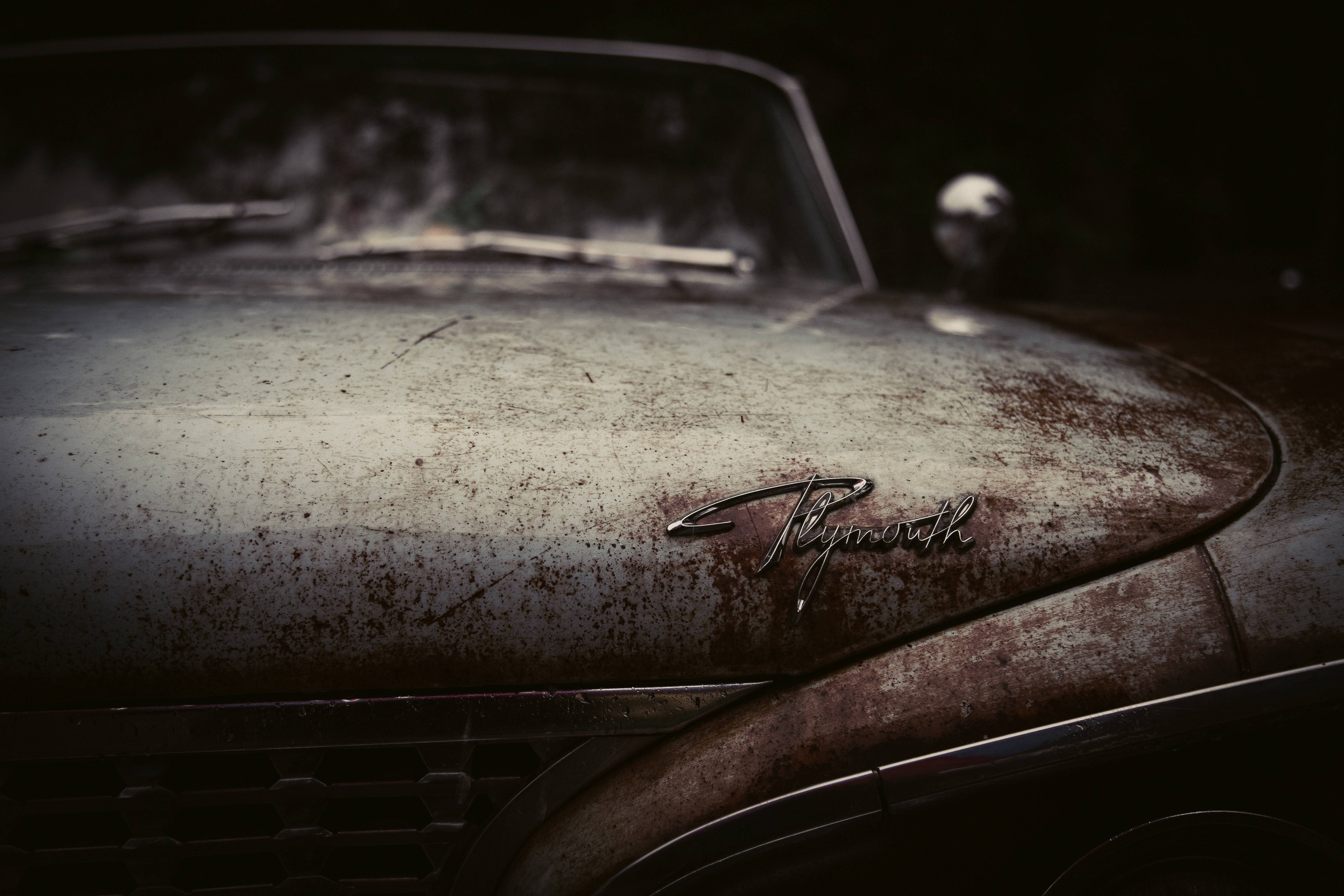 manufacturer, rusty, label, plymouth, brand, 5K, oldtimer, HD Wallpaper