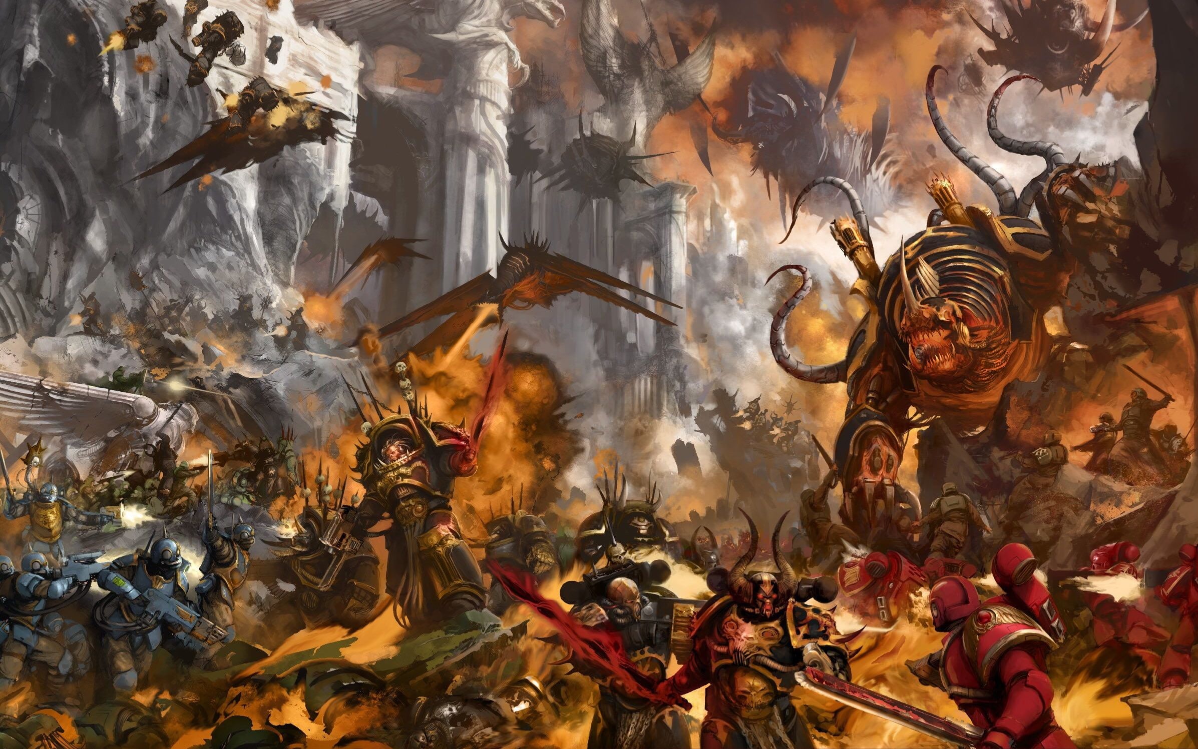 1080P, Chaos, Chaos Space Marines, Blood Angels, Warhammer 40,000, Space Marine, military, Chaos Space Marine, space marines, Games Workshop, imperial, HD Wallpaper