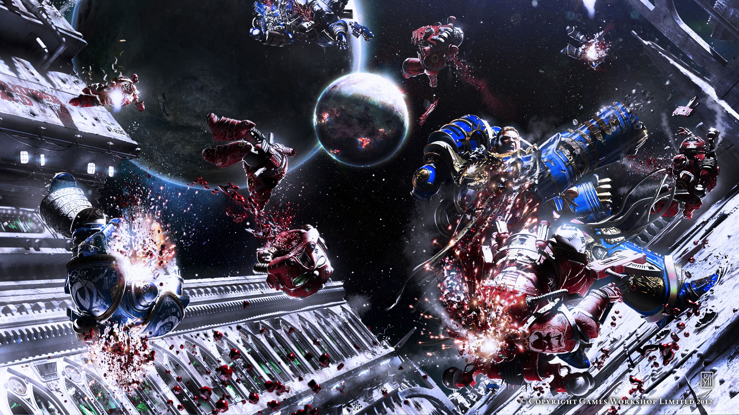 space, blood, hd, 40k, marines, warhammer, k, video games, 2K, HD Wallpaper