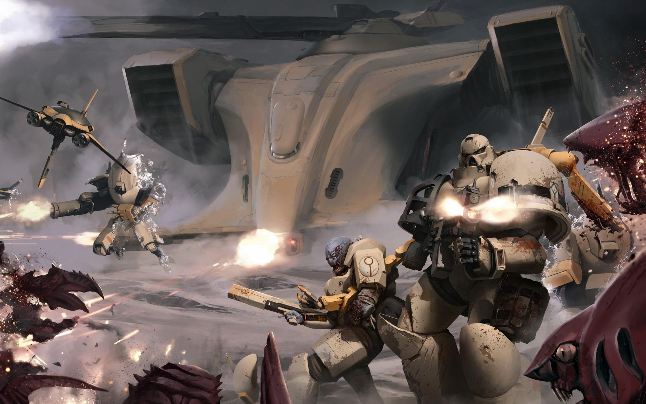 k, 2K, warhammer, 40k, tau, marines, hd, space, video games, HD Wallpaper
