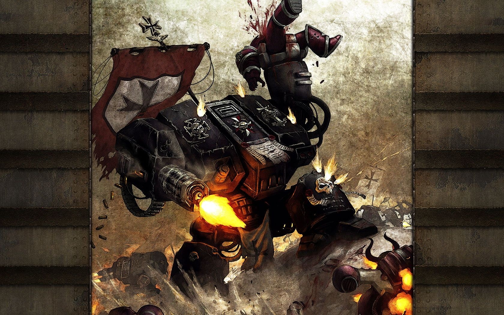 720P, black, hd, grey, robot, marines, warhammer, painting, k, 40k, video games, space, HD Wallpaper