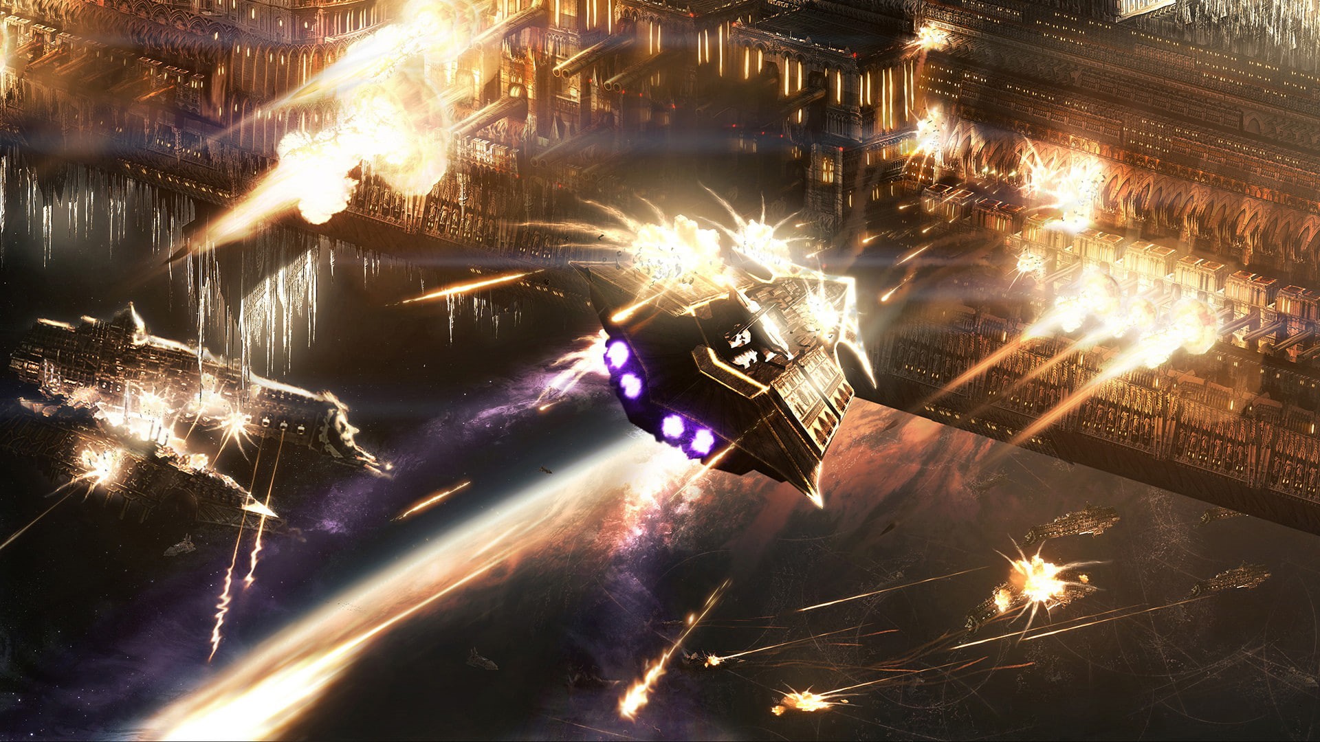 warhammer, spaceship, hd, battle, k, 1080P, space, 40k, video games, marines, HD Wallpaper