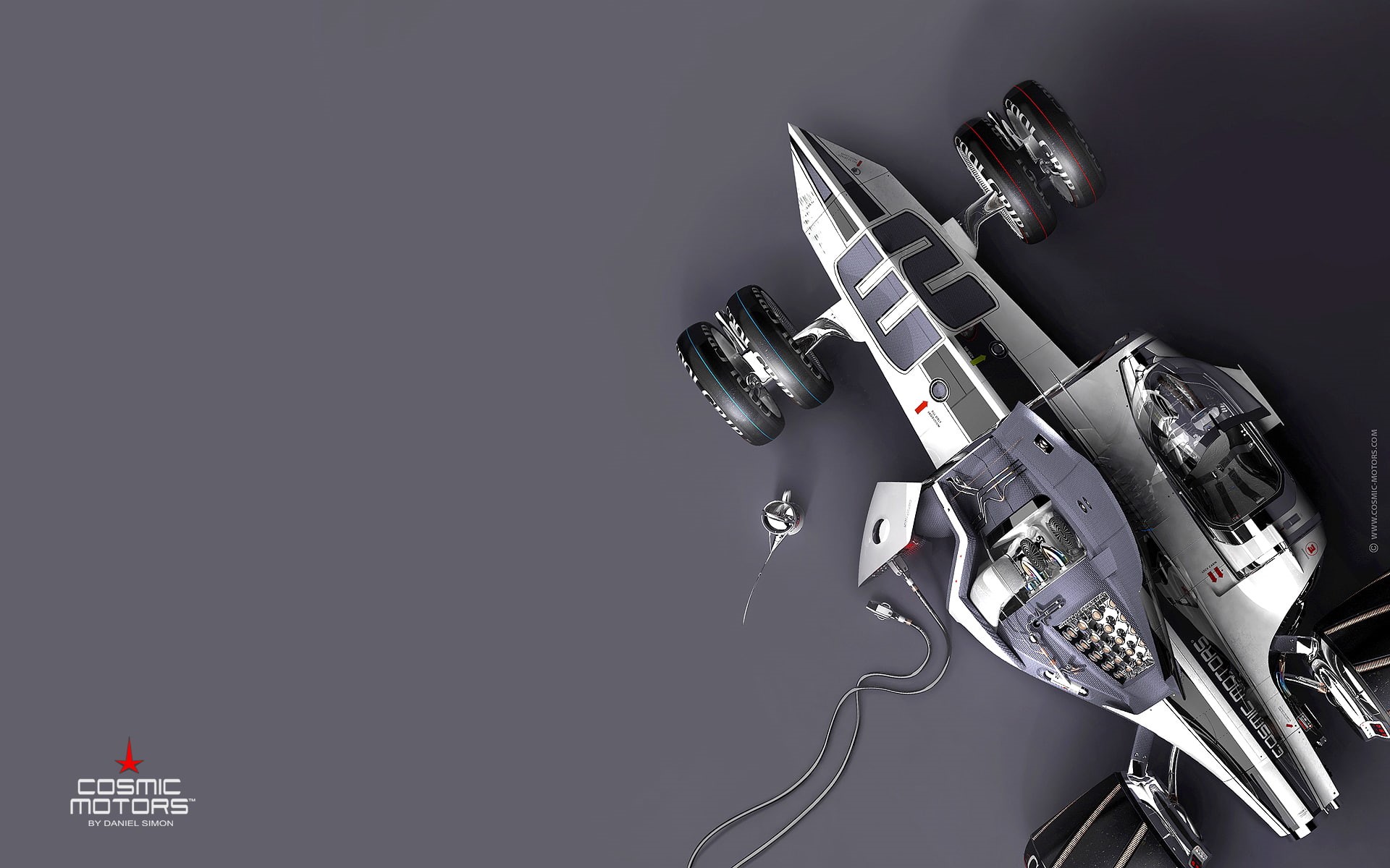 futuristic, arts culture and entertainment, metal, Cosmic Motors, close-up, wires, still life, connection, simple background, computer, wireless technology, HD Wallpaper
