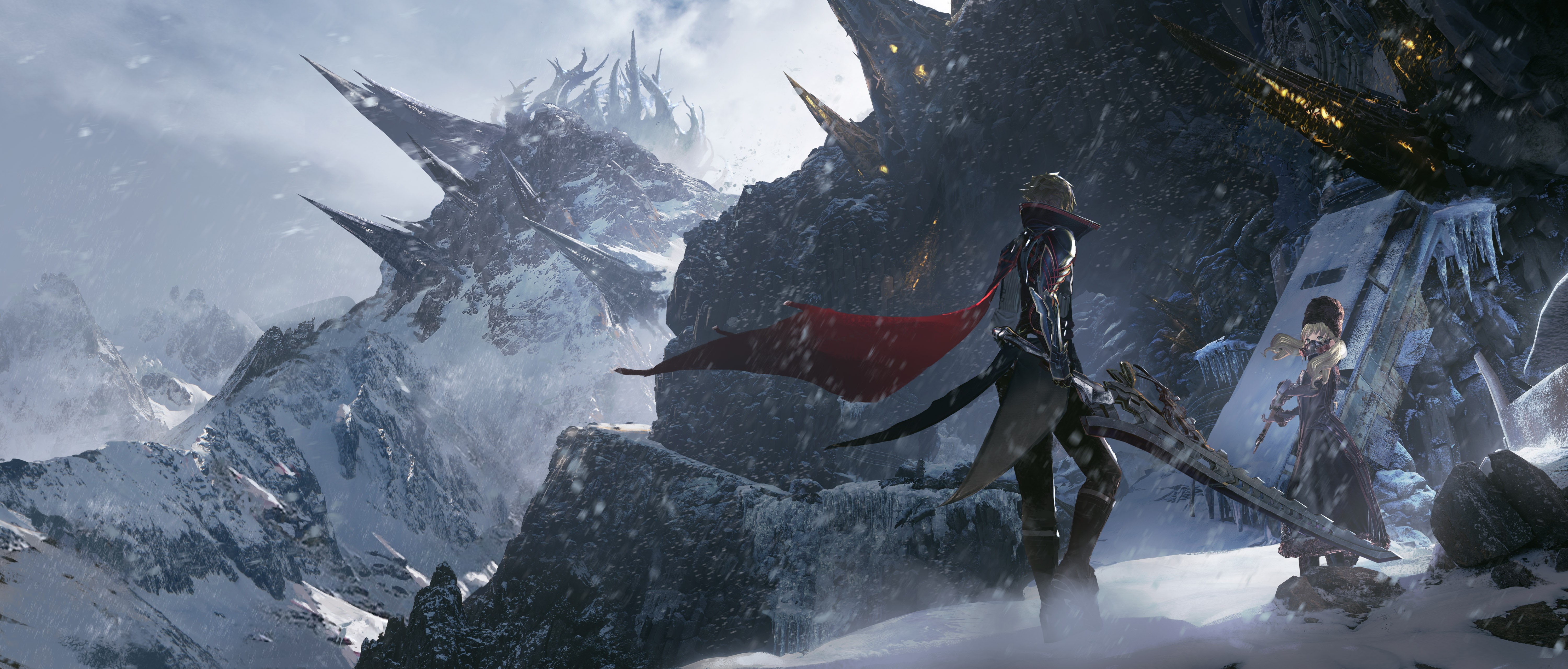 5K, winter, animal, scenics - nature, code vein, nature, animal wildlife, motion, games, solid, outdoors, no people, animal themes, snow, sky, 4k, flag, HD Wallpaper
