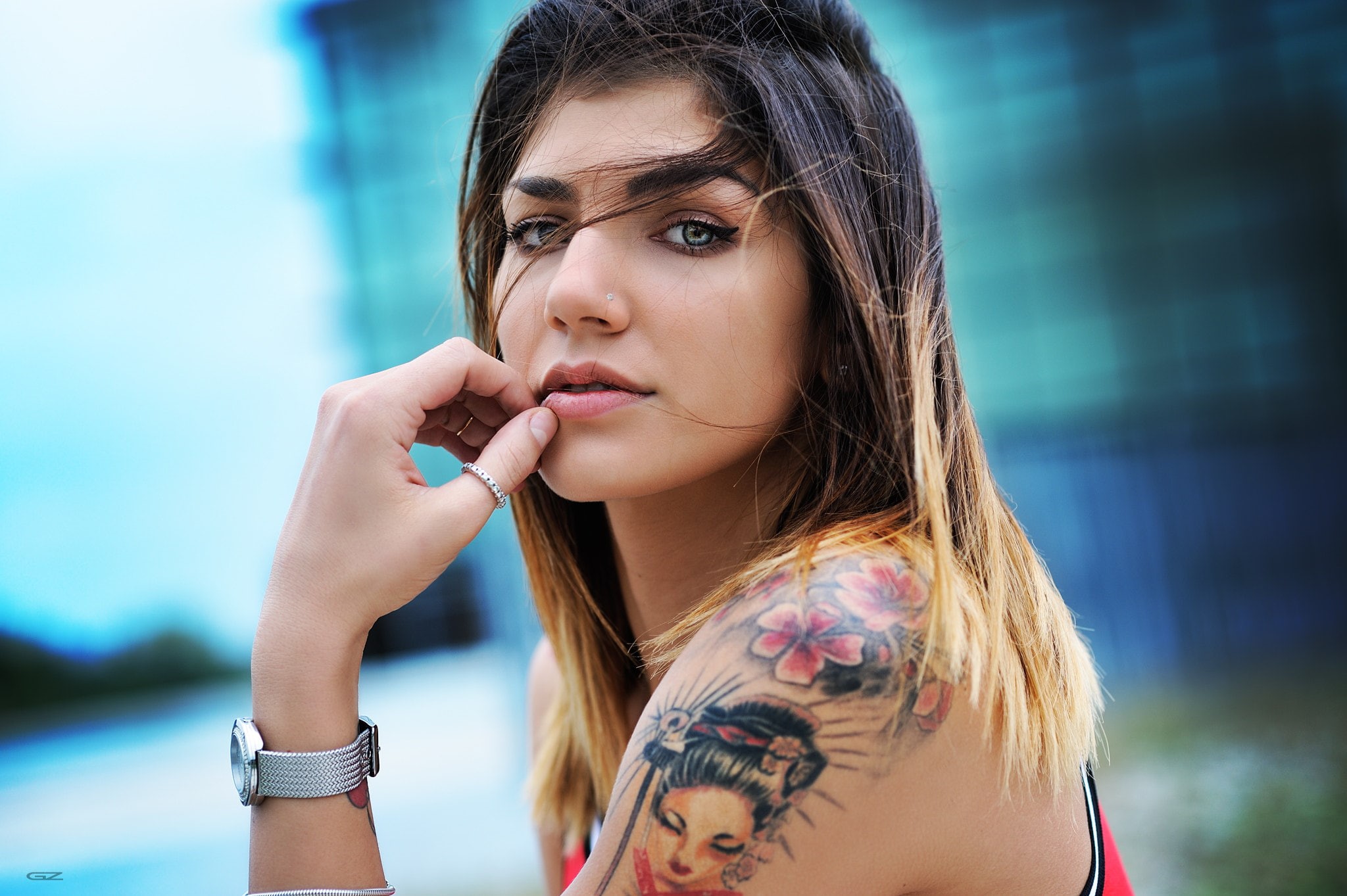 500px, women, Giovanni Zacche, face, portrait, tattoo, 1080P, model, HD Wallpaper