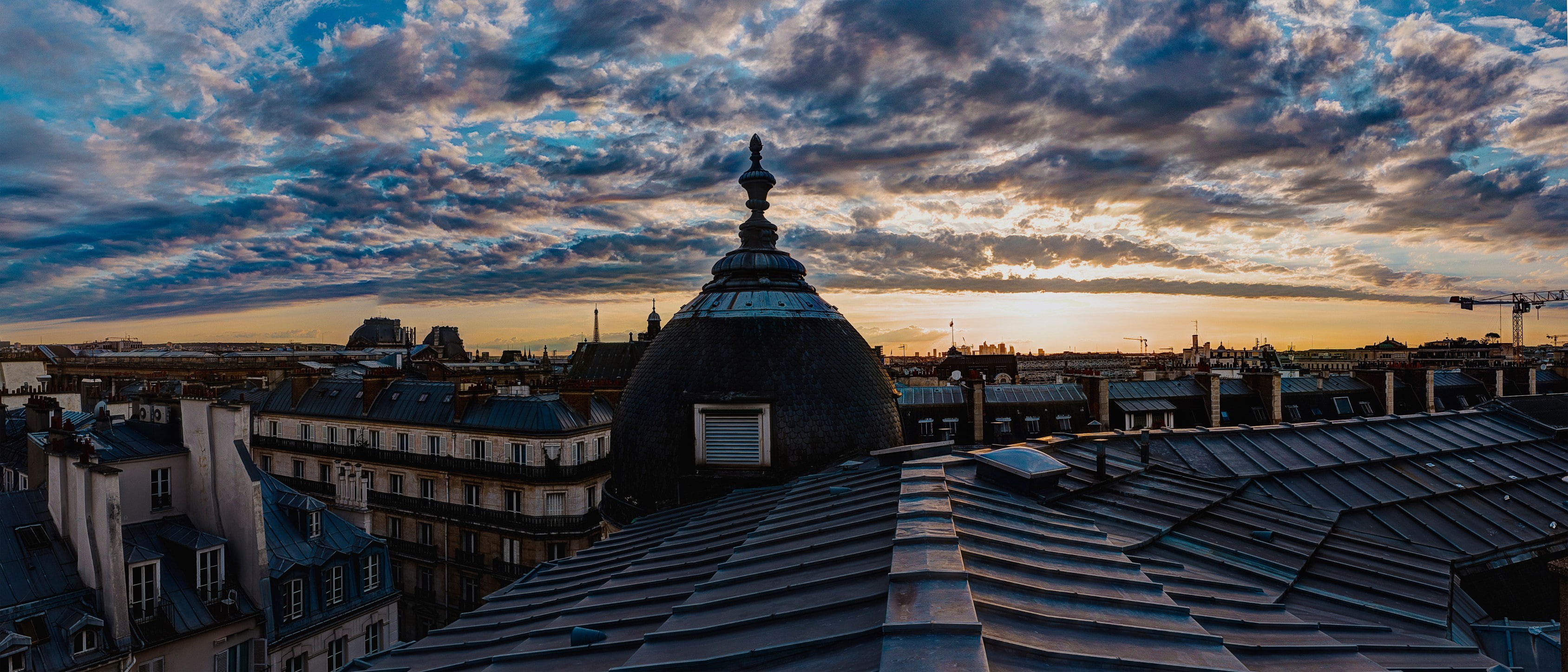 Paris, France, clouds, city, 2K, rooftops, HD Wallpaper