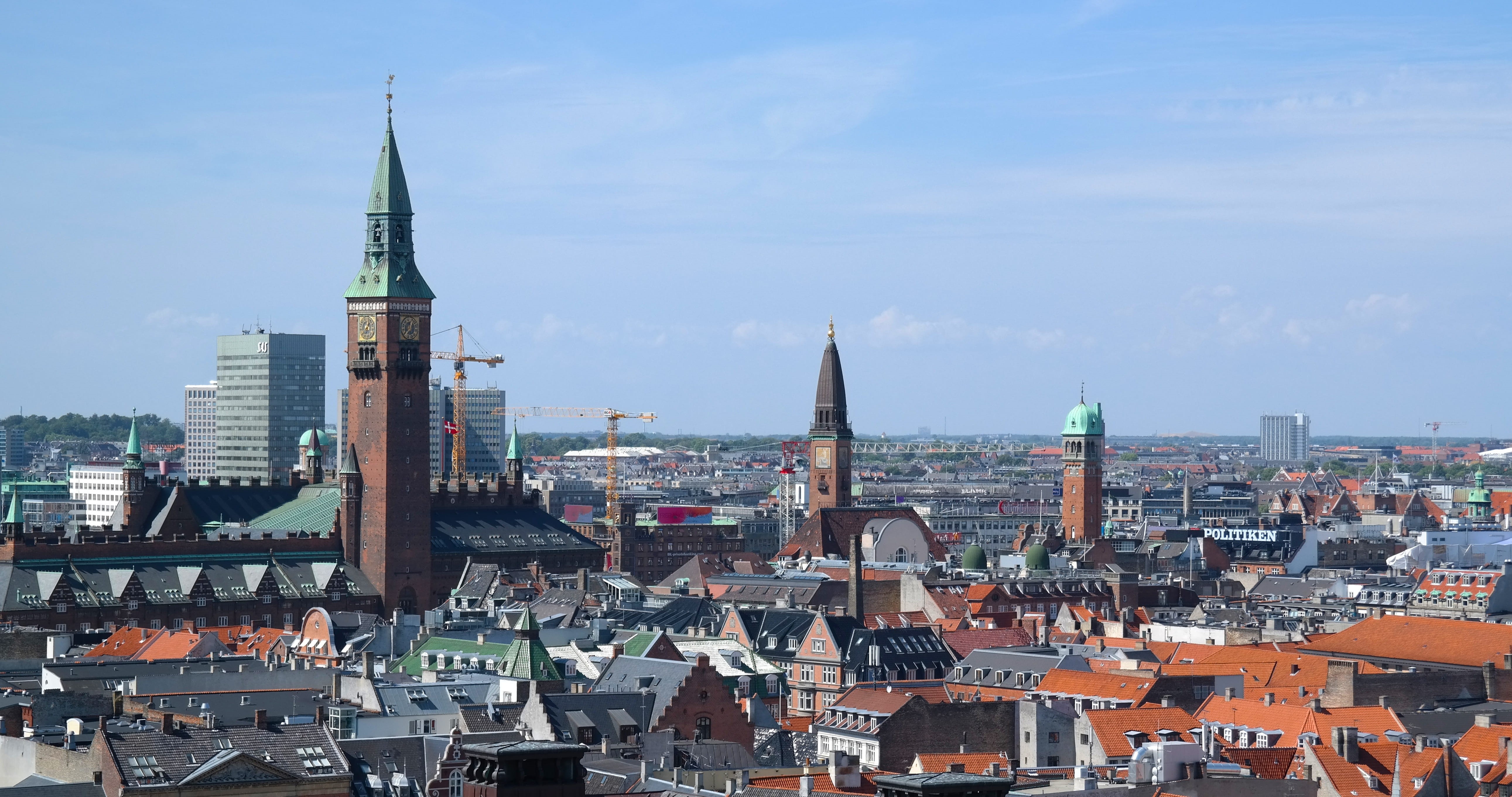 architecture, public domain, urban Scene, Rooftops, roof, landscape, history, no people, town, skyscraper, denmark, urban Skyline, cathedral, Copenhagen, HD Wallpaper