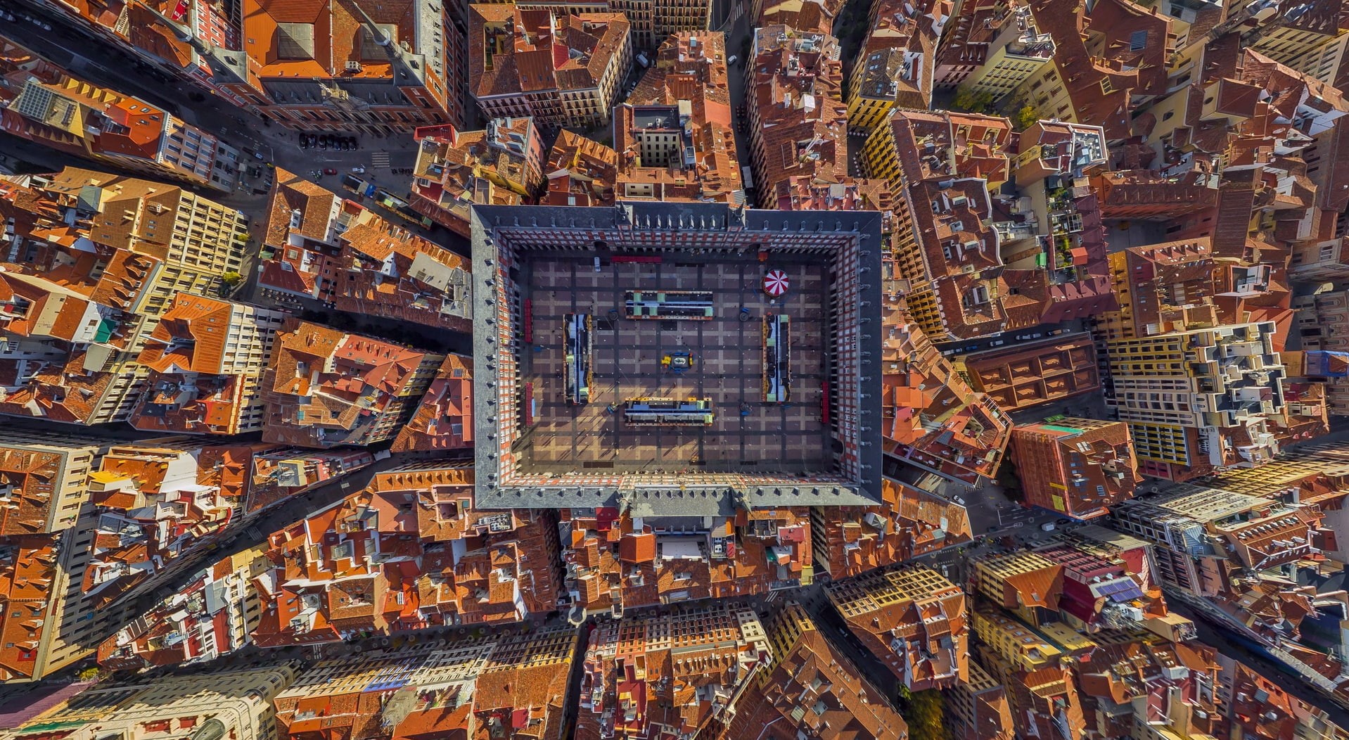 cityscape, 720P, Plaza Mayor, rooftops, Madrid, Spain, HD Wallpaper