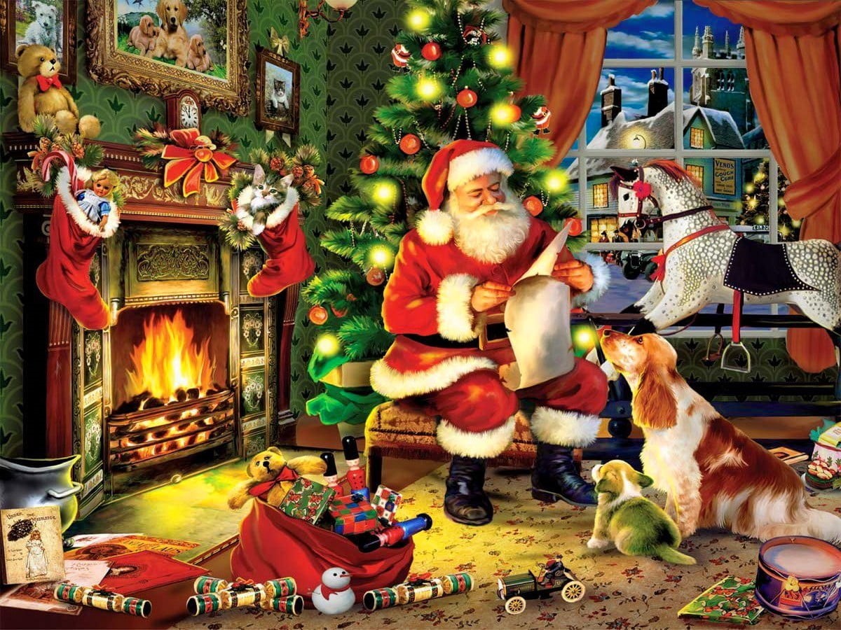 illuminated, claus, Christmas, spirituality, art and craft, building, 480P, representation, creativity, holiday, male likeness, religion, belief, no people, HD Wallpaper