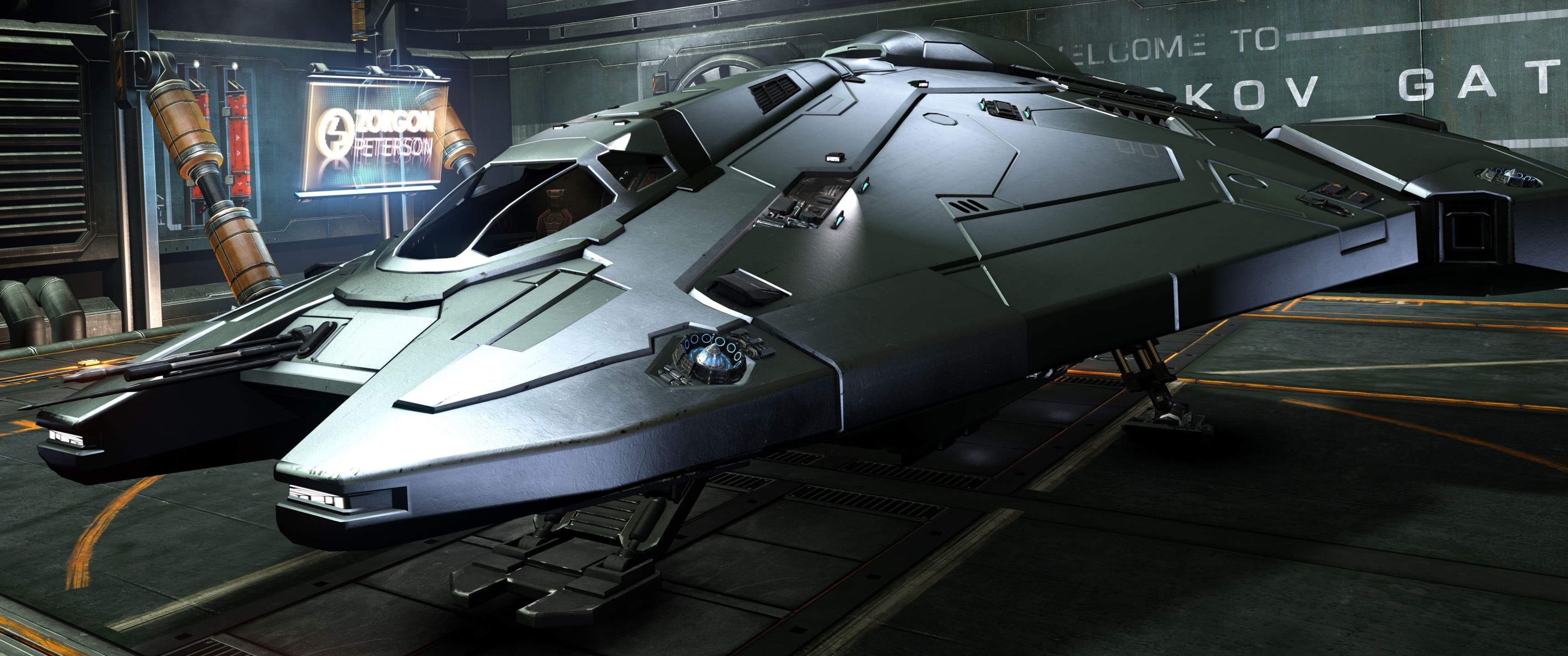 car, Elite: Dangerous, 2K, robot, no people, indoors, industry, machinery, security, travel, transportation, black, rack, architecture, mode of transportation, HD Wallpaper