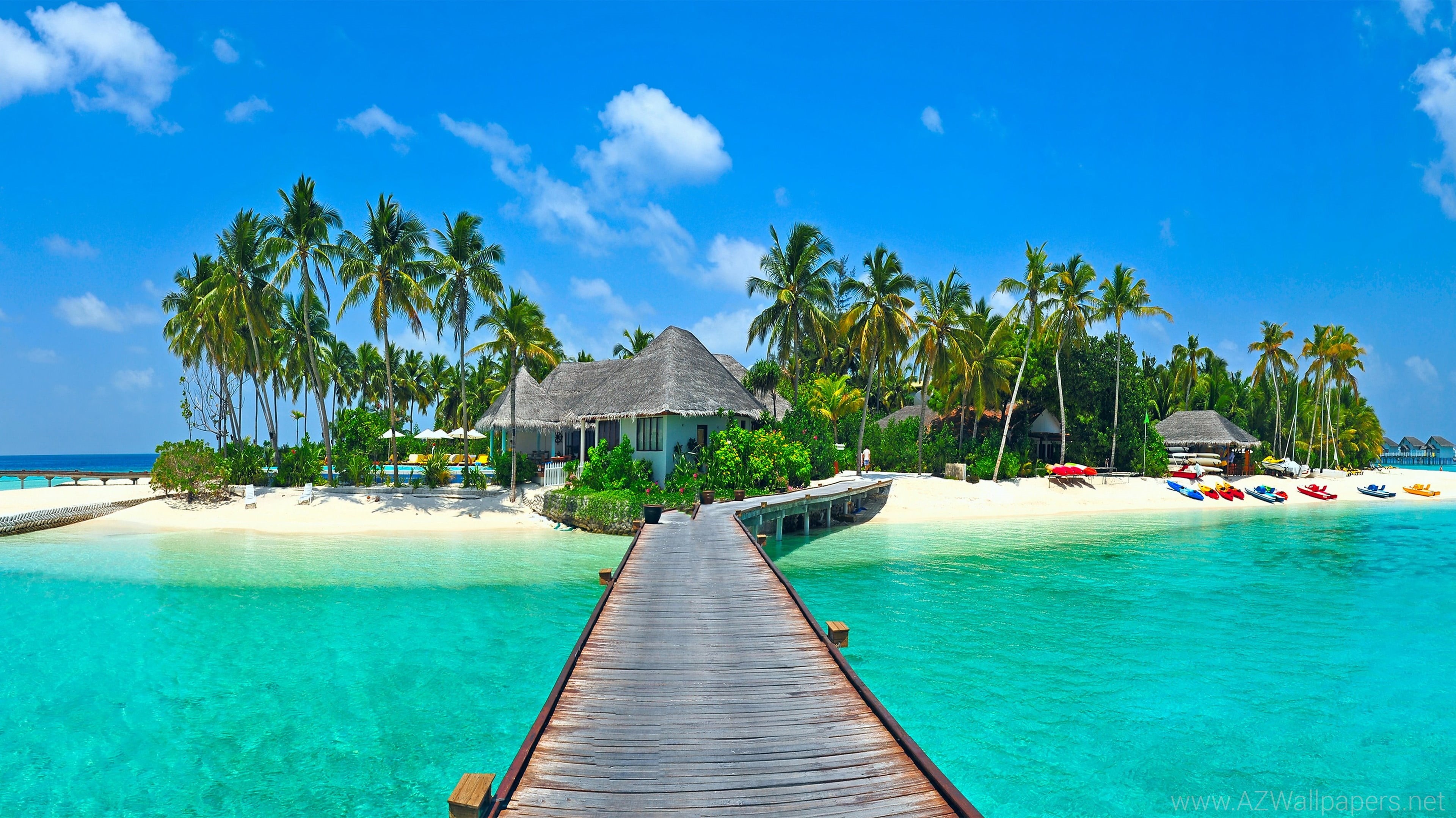 maldives, tropical, hd, built structure, pool, beauty in nature, luxury, 4K, island, water, kang, sky, pier, architecture, sandy, plant, resort, kandooma, HD Wallpaper