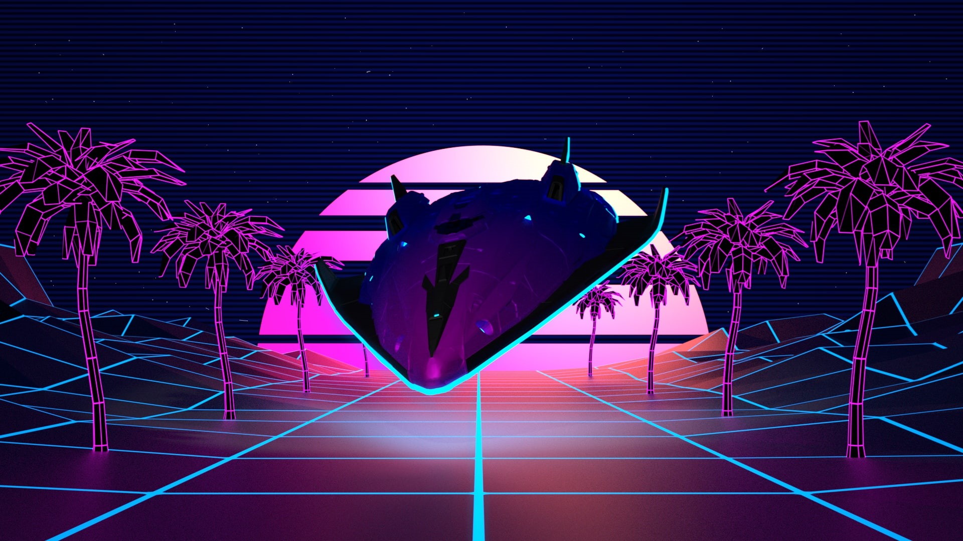 Background, 1080P, Palm trees, Synthwaves in space, by vilachi, Graphics, Sintav, Futuresynth, Music, Retrowave, Synth, New Retro Wave, Retrouve, Outrun, HD Wallpaper