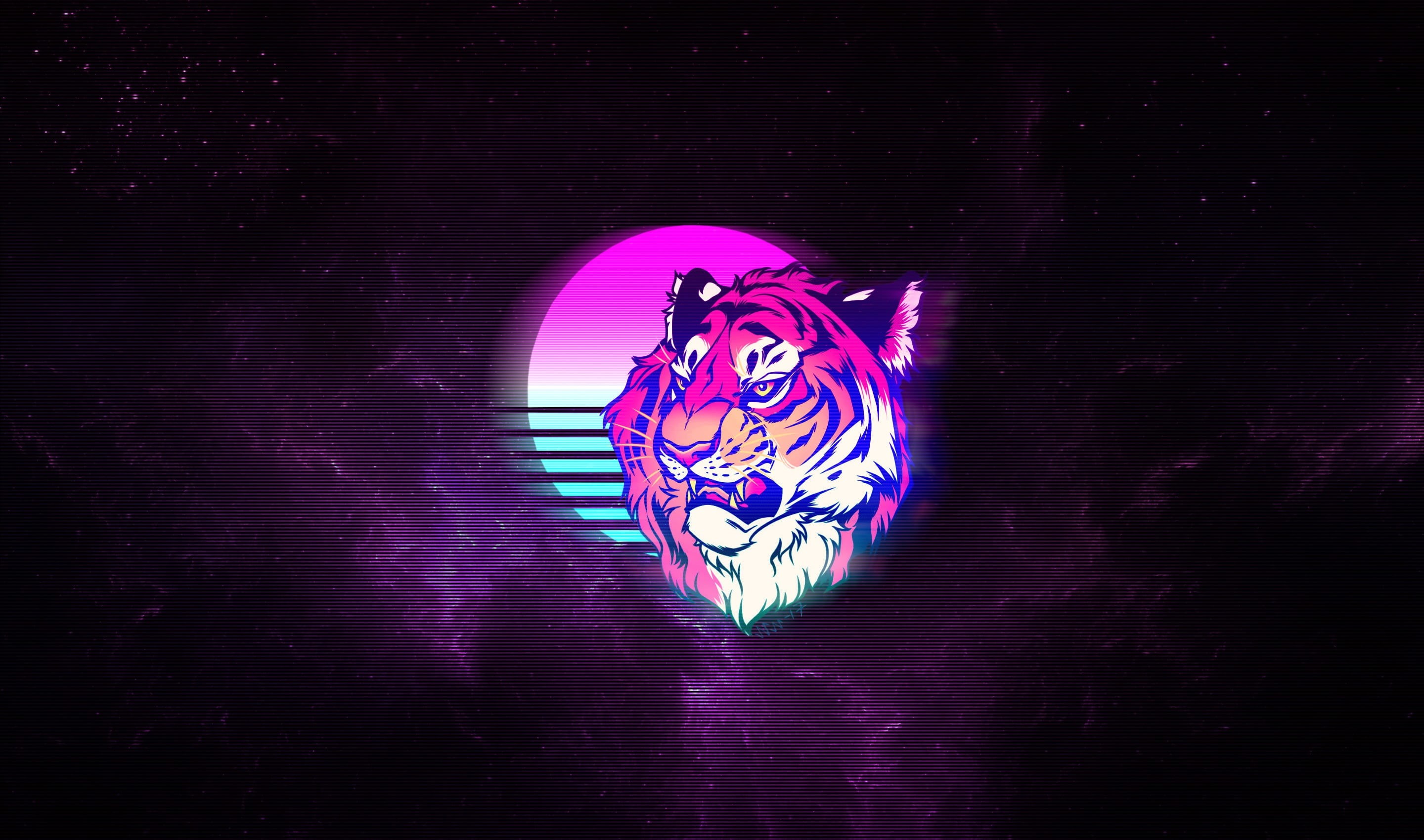 Art, Synth, Maija " Noro Nori" Mehtala, Minimalism, Cat, Tiger, Tiger Shirt Designs, Futuresynth, Synthwave, Mary "Trickle Nori" Mehtälä, by Noro Nori, HD Wallpaper
