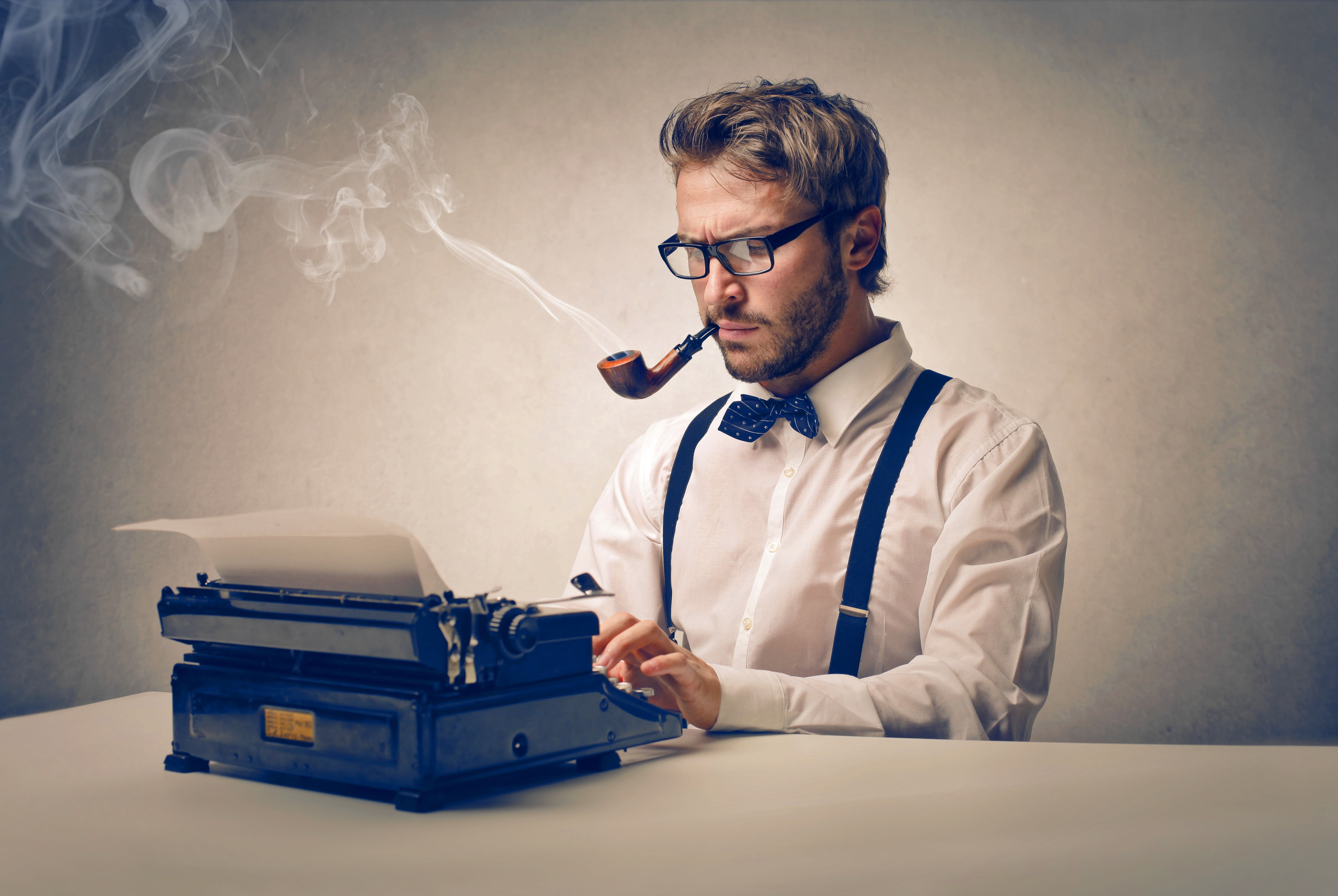 business, men, table, retro styled, smoking - activity, adult, smoke - physical structure, 5K, indoors, occupation, males, writers, typewriters, one person, HD Wallpaper