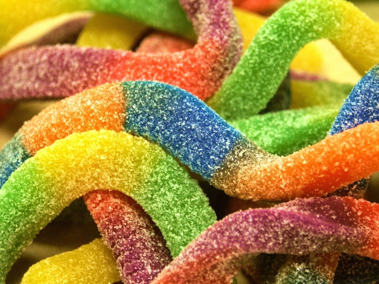 candies, 720P, Gummy Worms, sugar, HD Wallpaper