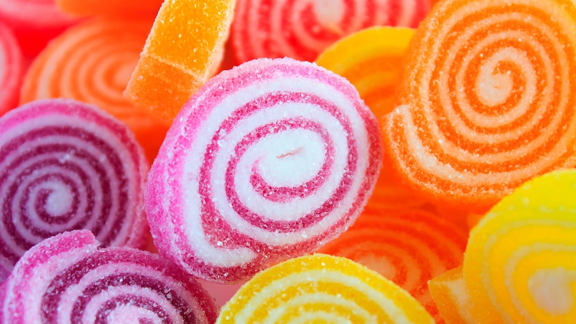 sweets, confectionery, unhealthy eating, sweet food, ornate, food and drink, cake, sweetness, 1080P, large group of objects, candy, close-up, multi colored, HD Wallpaper