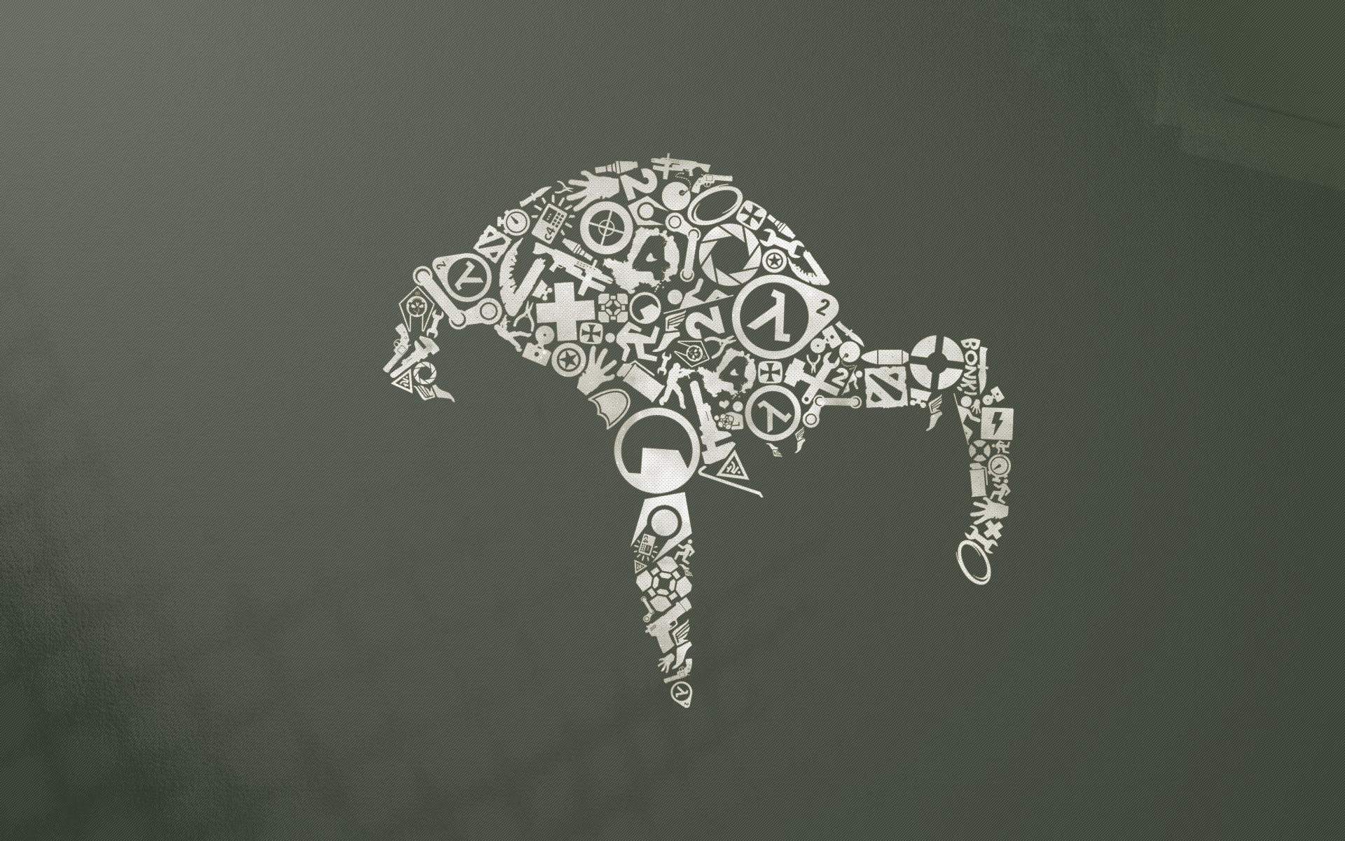 half, white, stencil, 1080P, black, life, video games, beetle, hd, HD Wallpaper