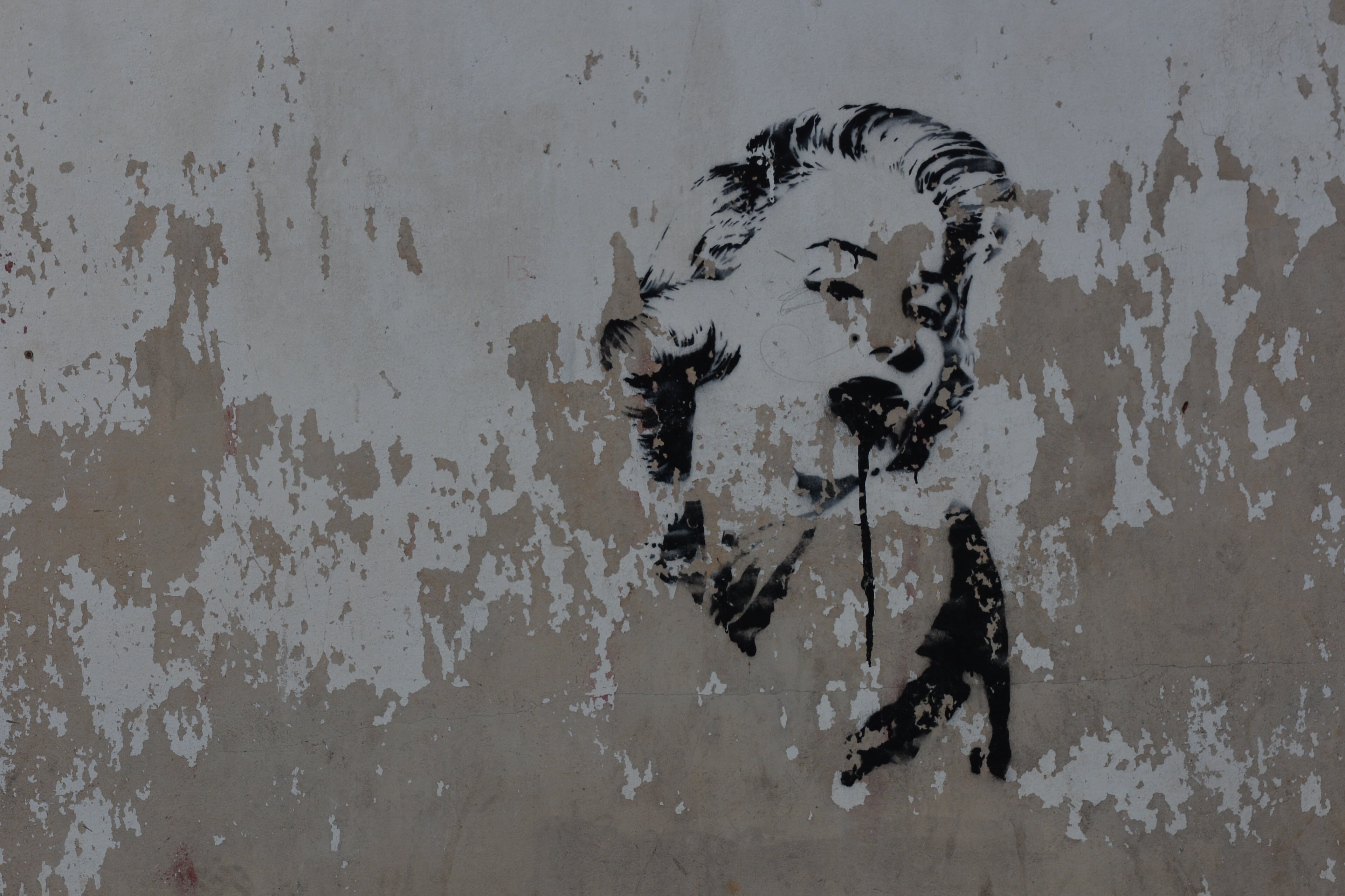 damaged, art and craft, creativity, backgrounds, built structure, grafitti, full frame, dirty, marilyn, wall - building feature, no people, close-up, bone, HD Wallpaper