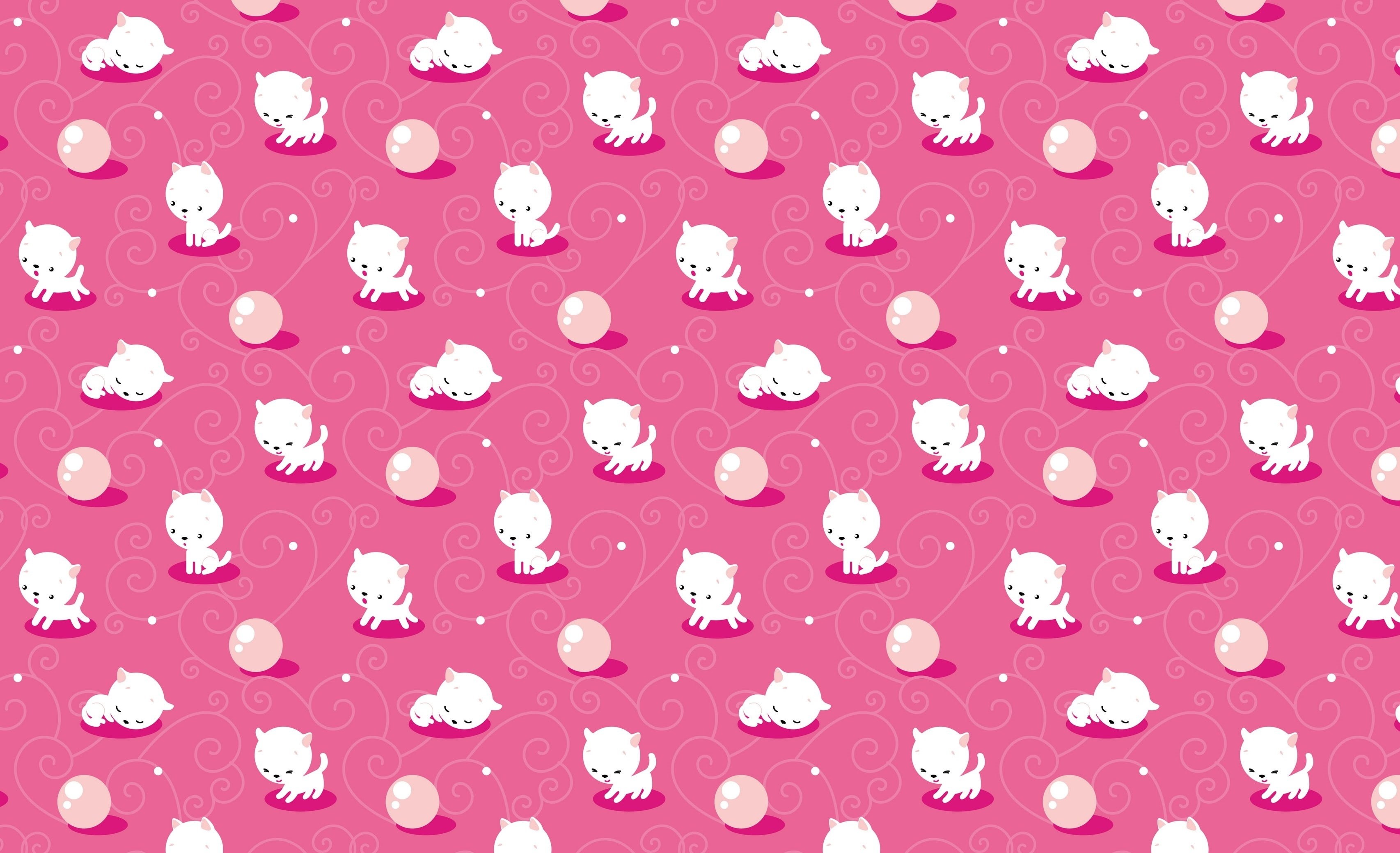 pink Color, white color, white, illustration, computer Graphic, textile, positive emotion, animal, background, design, ornate, springtime, large group of objects, HD Wallpaper