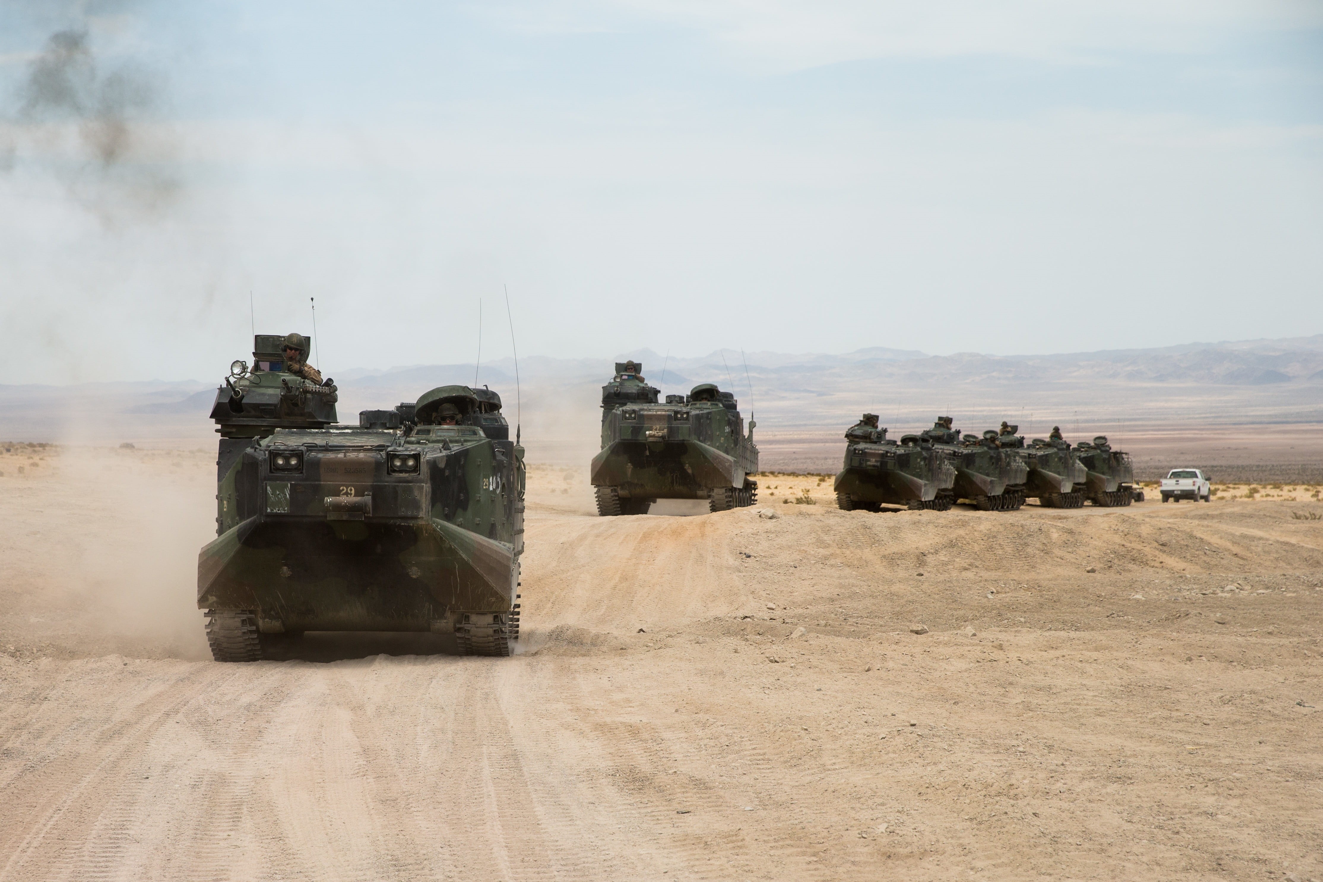 armed forces, sky, land, day, travel, army, mode of transportation, nature, 4K, arid climate, marines, amphibian assault battalion, landscape, sand, united states marine corps, HD Wallpaper