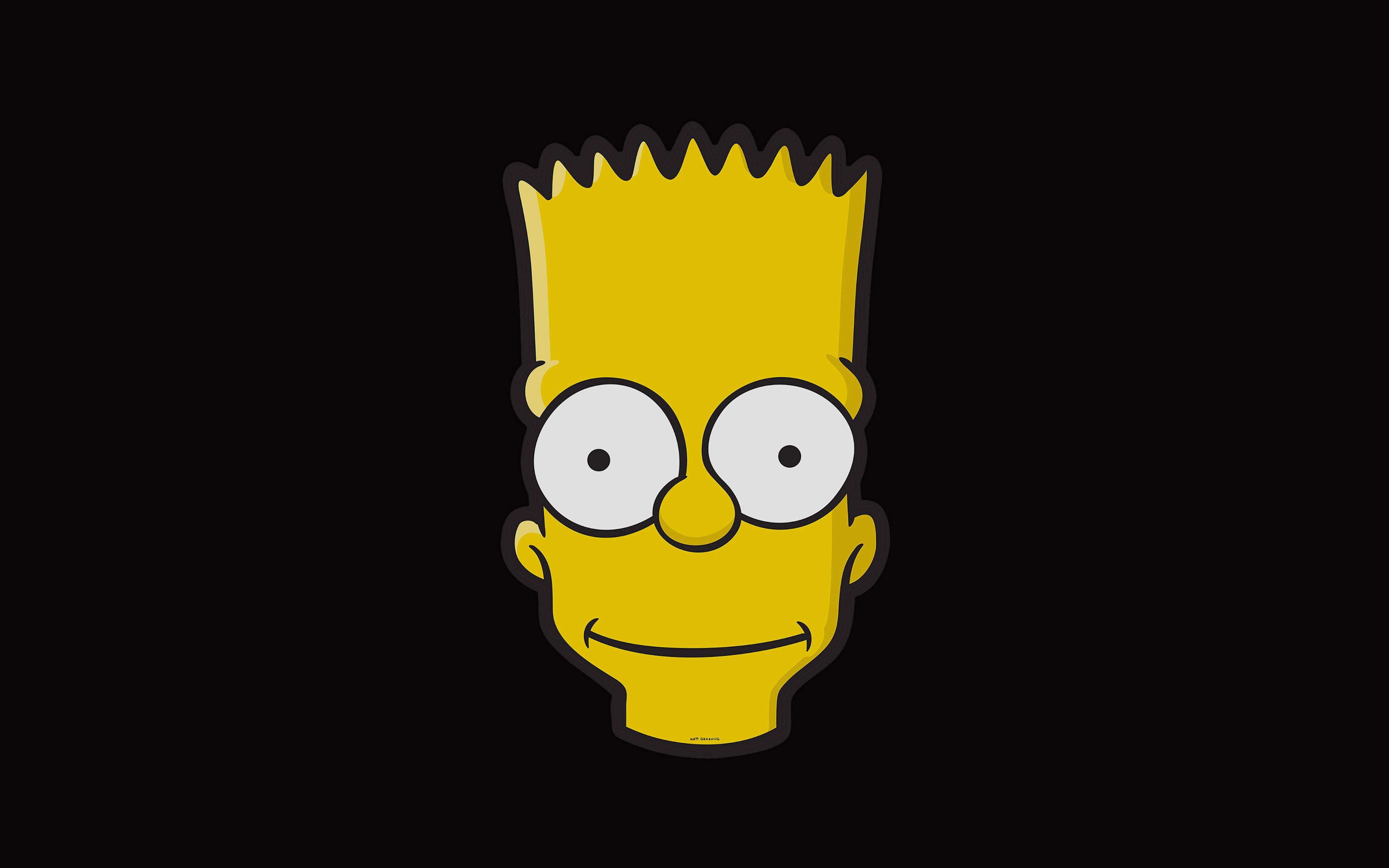 simple, 4K, face, bart, art, illust, minimal, simpsons, dark, HD Wallpaper