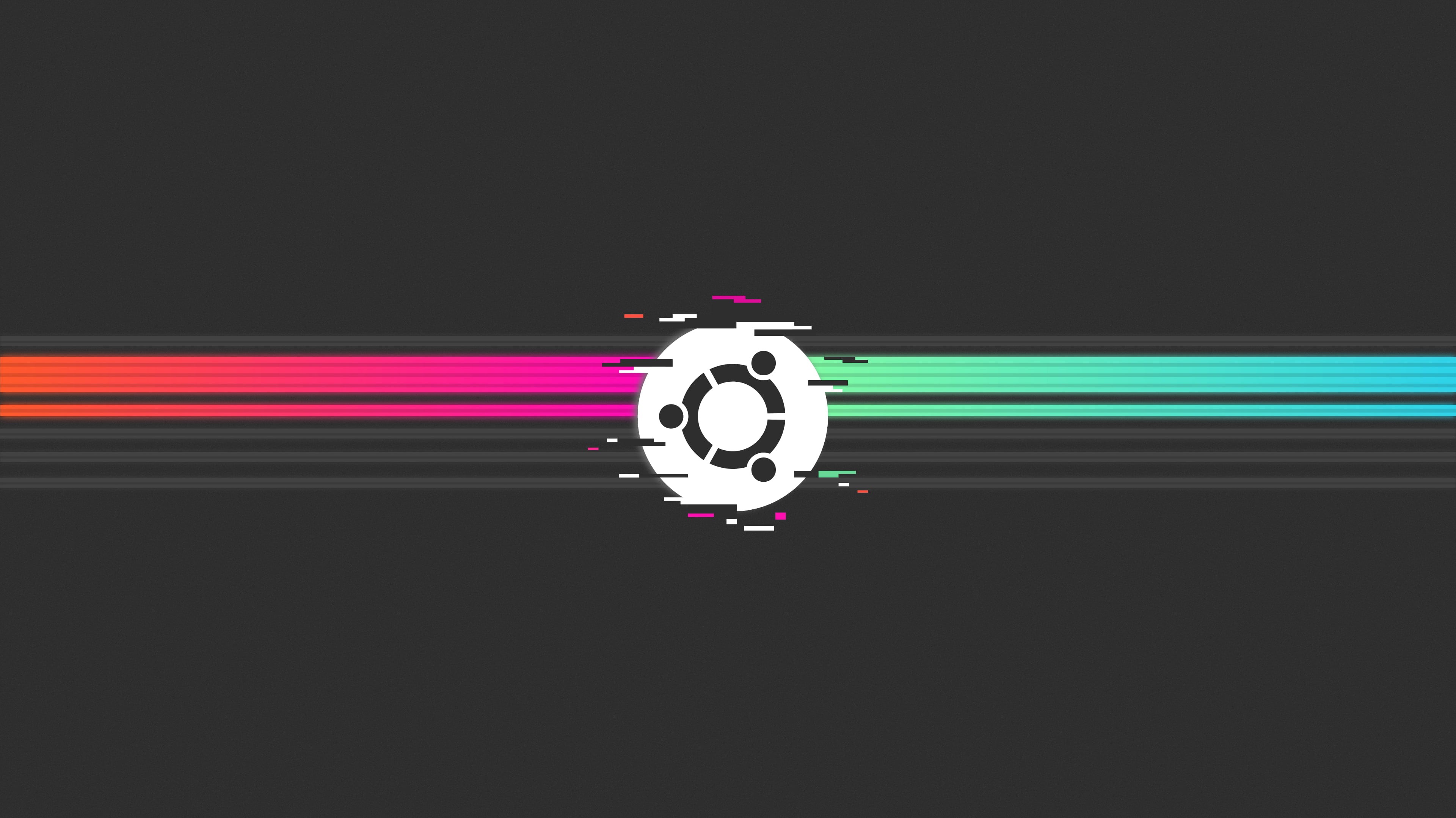 colorful, Ubuntu, glitch art, minimalism, 4K, HD Wallpaper