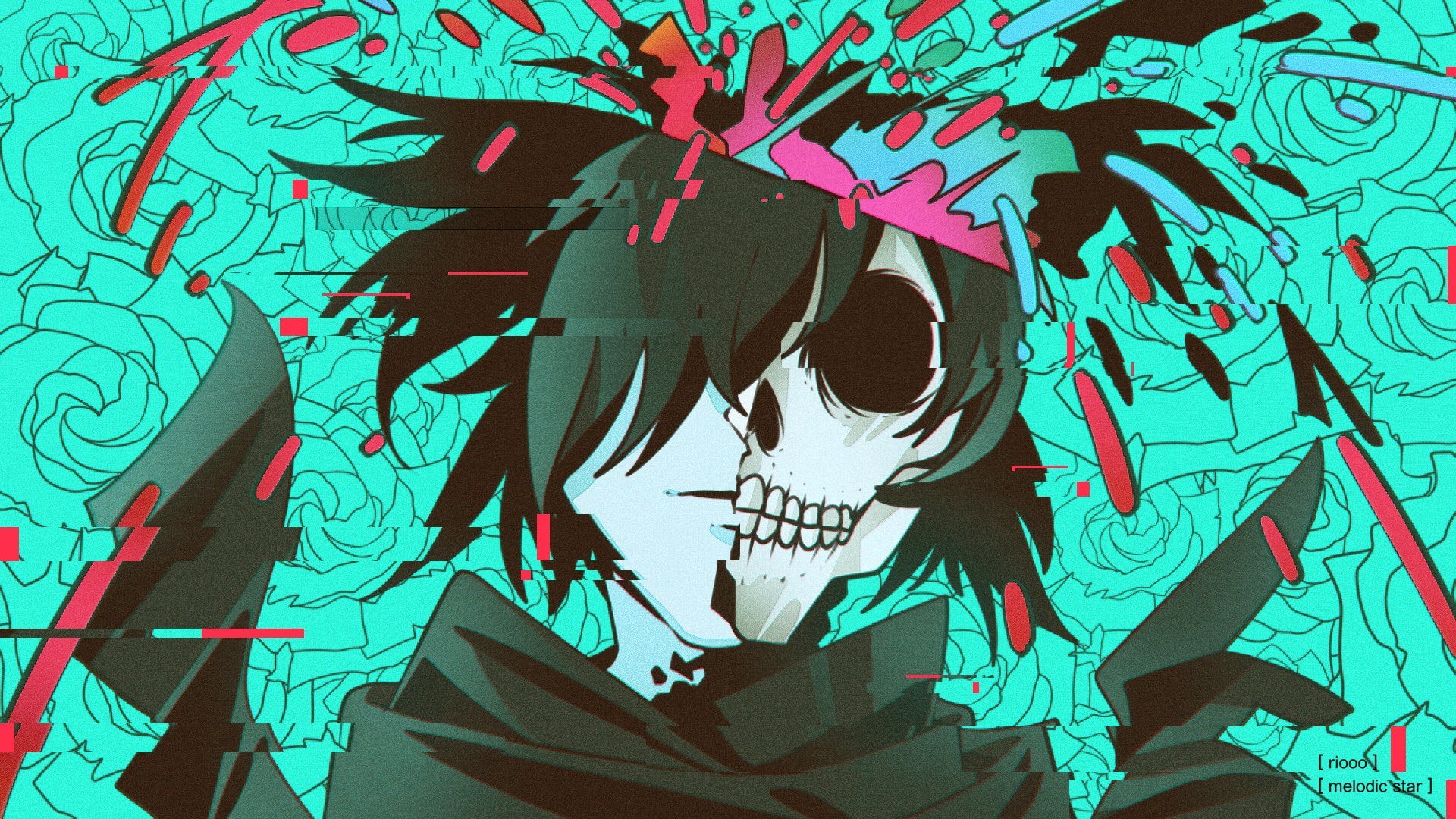 Skull, Dororo (Anime), Dororo, Anime, 1080P, Hyakkimaru (Dororo), Glitch Art, HD Wallpaper